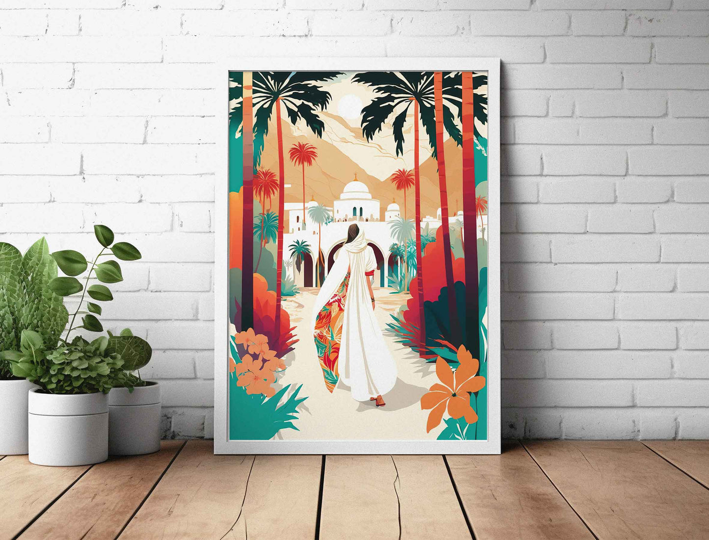 Framed Image of Moroccan Traveller Boho Illustration Wall Art Poster Print