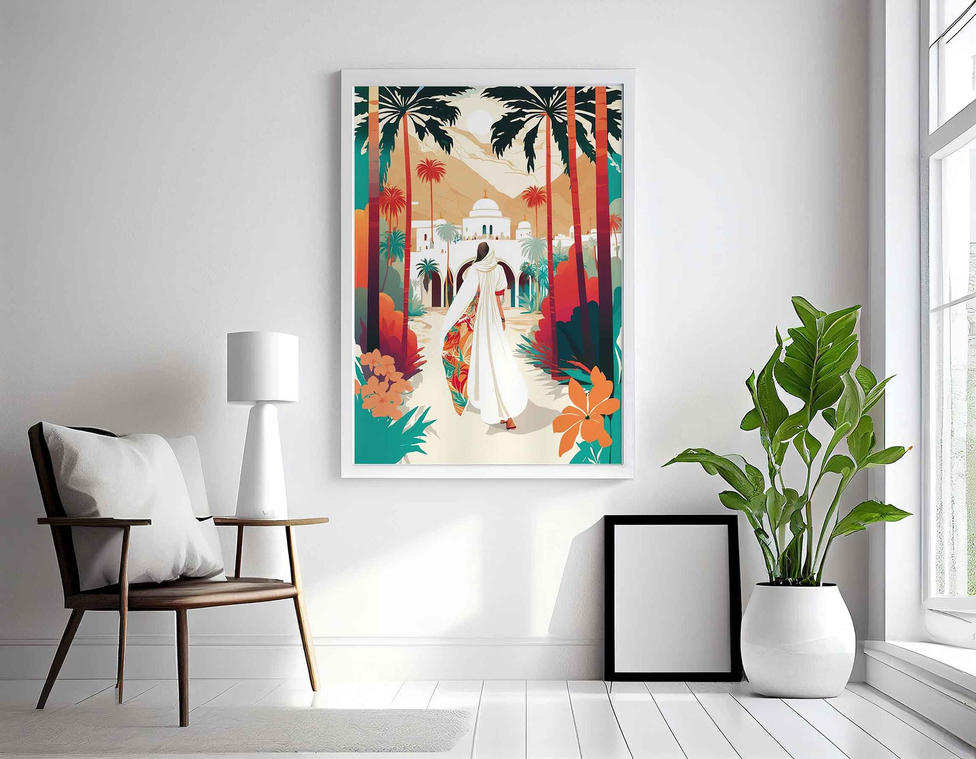 Framed Image of Moroccan Traveller Boho Illustration Wall Art Poster Print