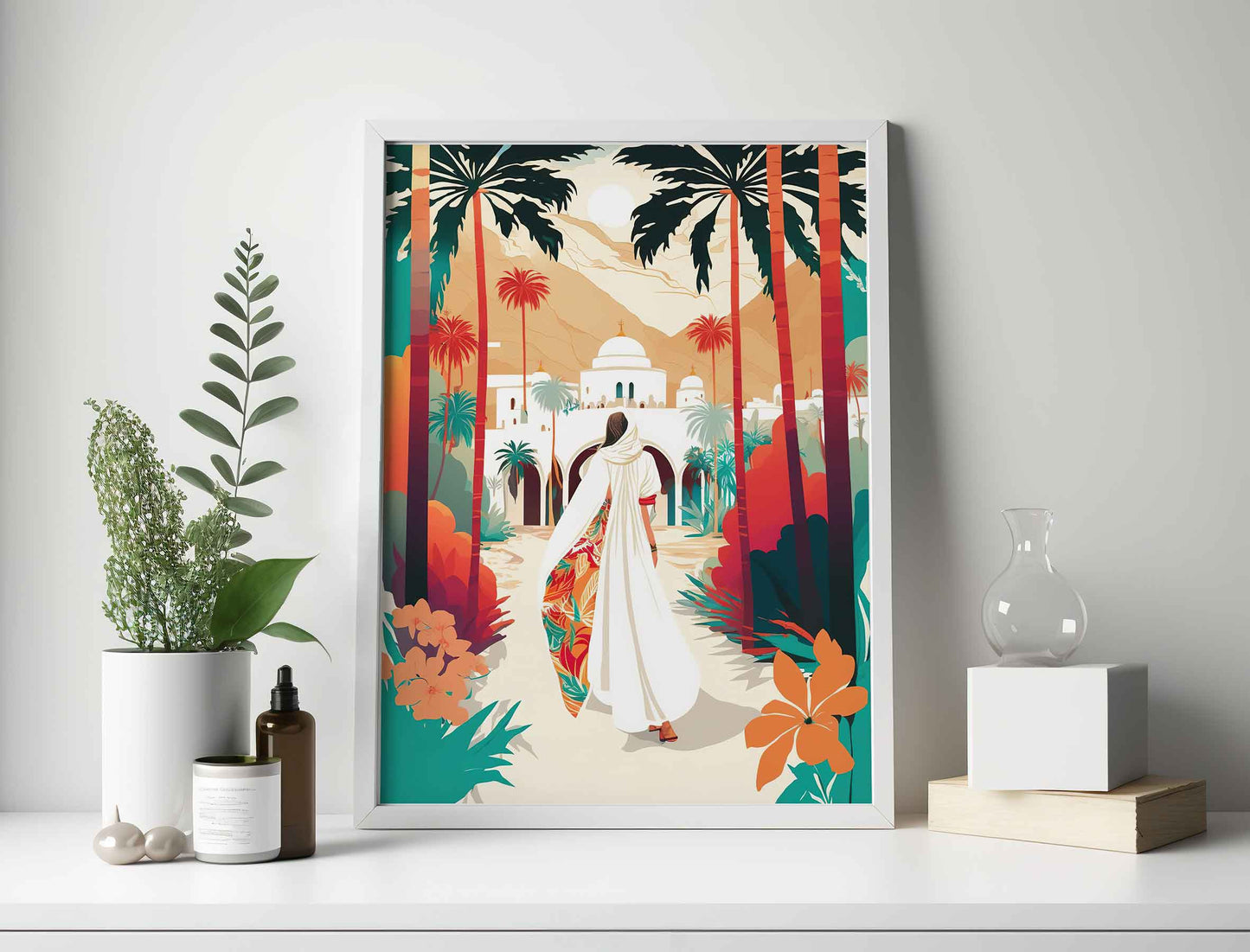 Framed Image of Moroccan Traveller Boho Illustration Wall Art Poster Print