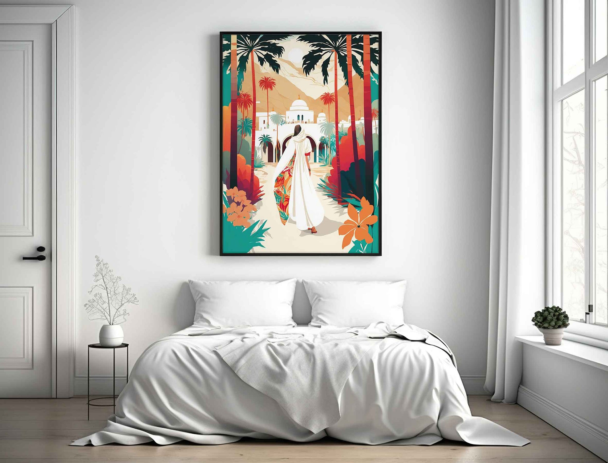 Framed Image of Moroccan Traveller Boho Illustration Wall Art Poster Print