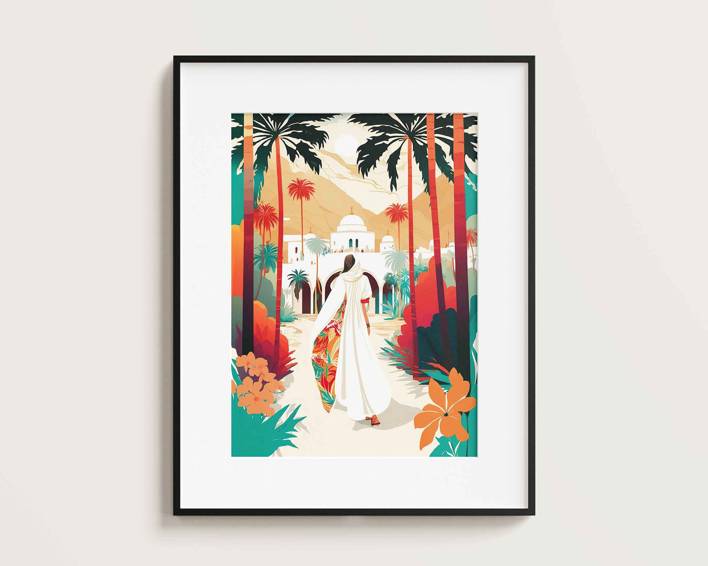 Framed Image of Moroccan Traveller Boho Illustration Wall Art Poster Print