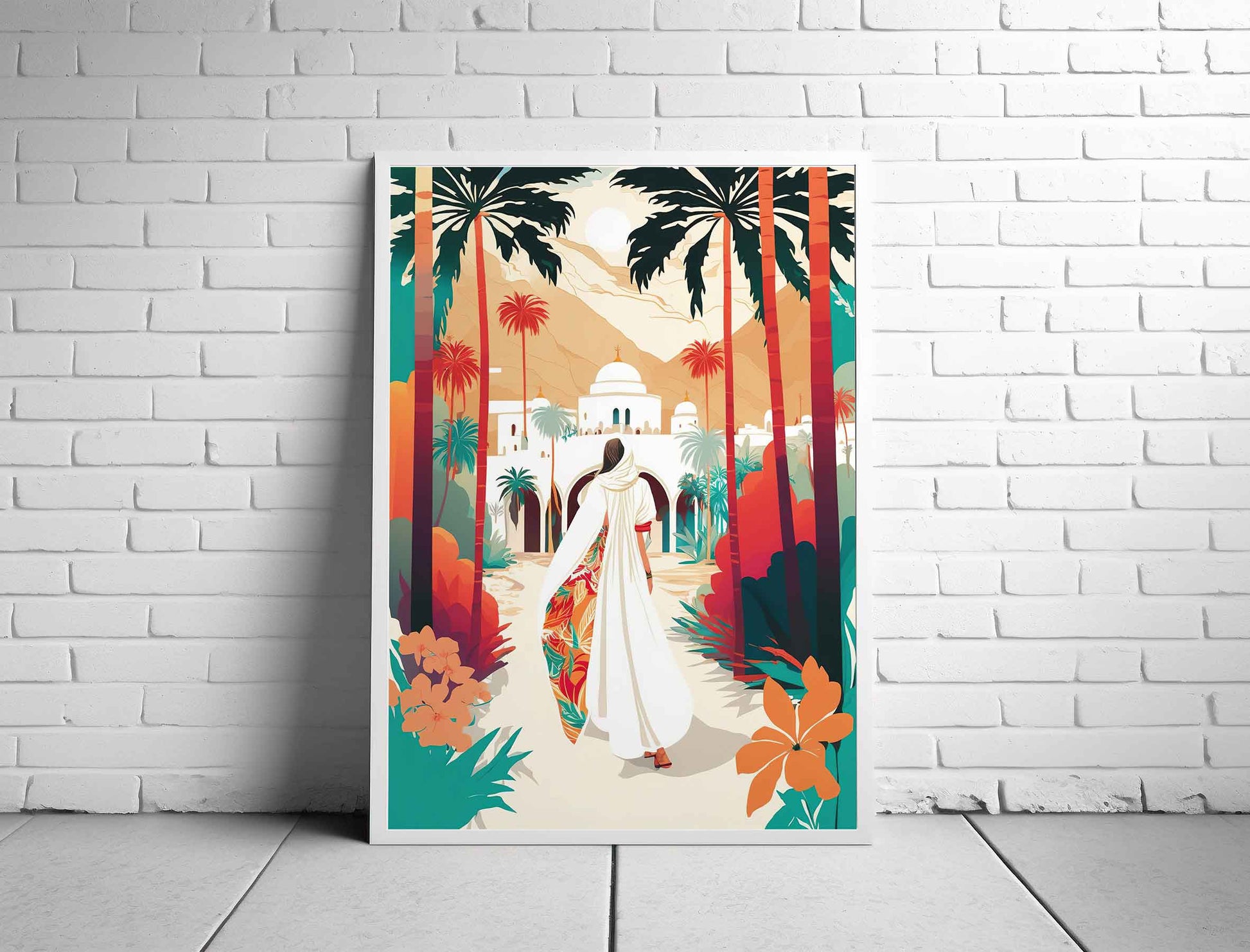 Framed Image of Moroccan Traveller Boho Illustration Wall Art Poster Print