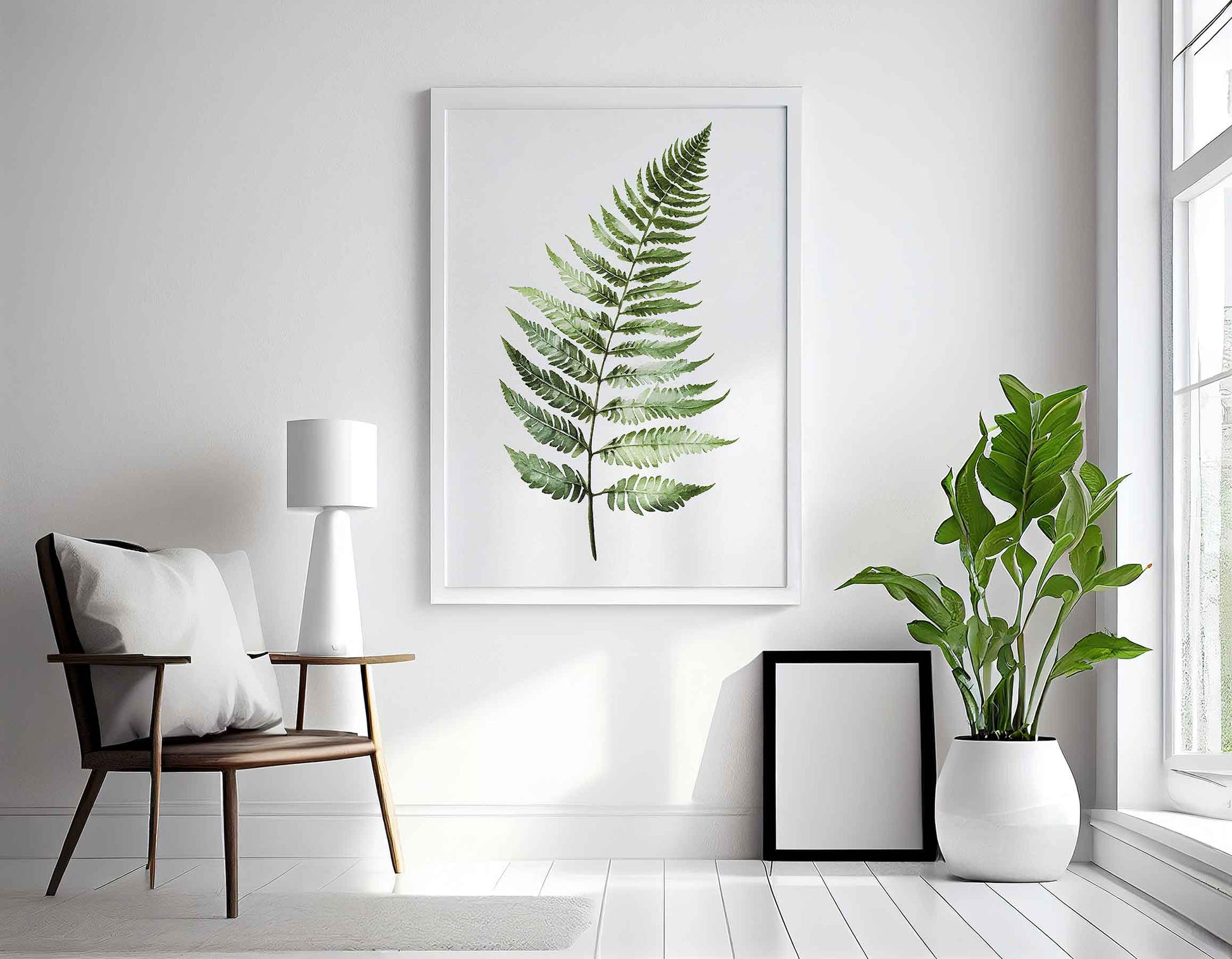 Framed Image of Tropical Fern Watercolour Wall Art Poster Print