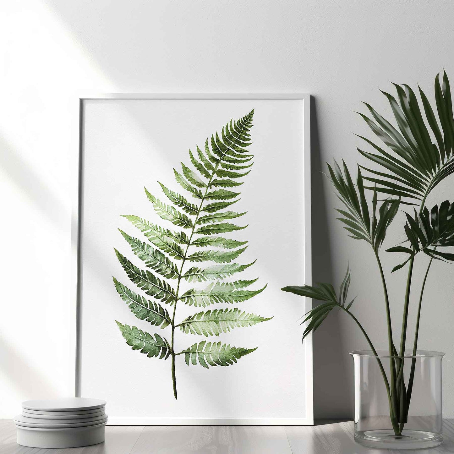 Framed Image of Tropical Fern Watercolour Wall Art Poster Print