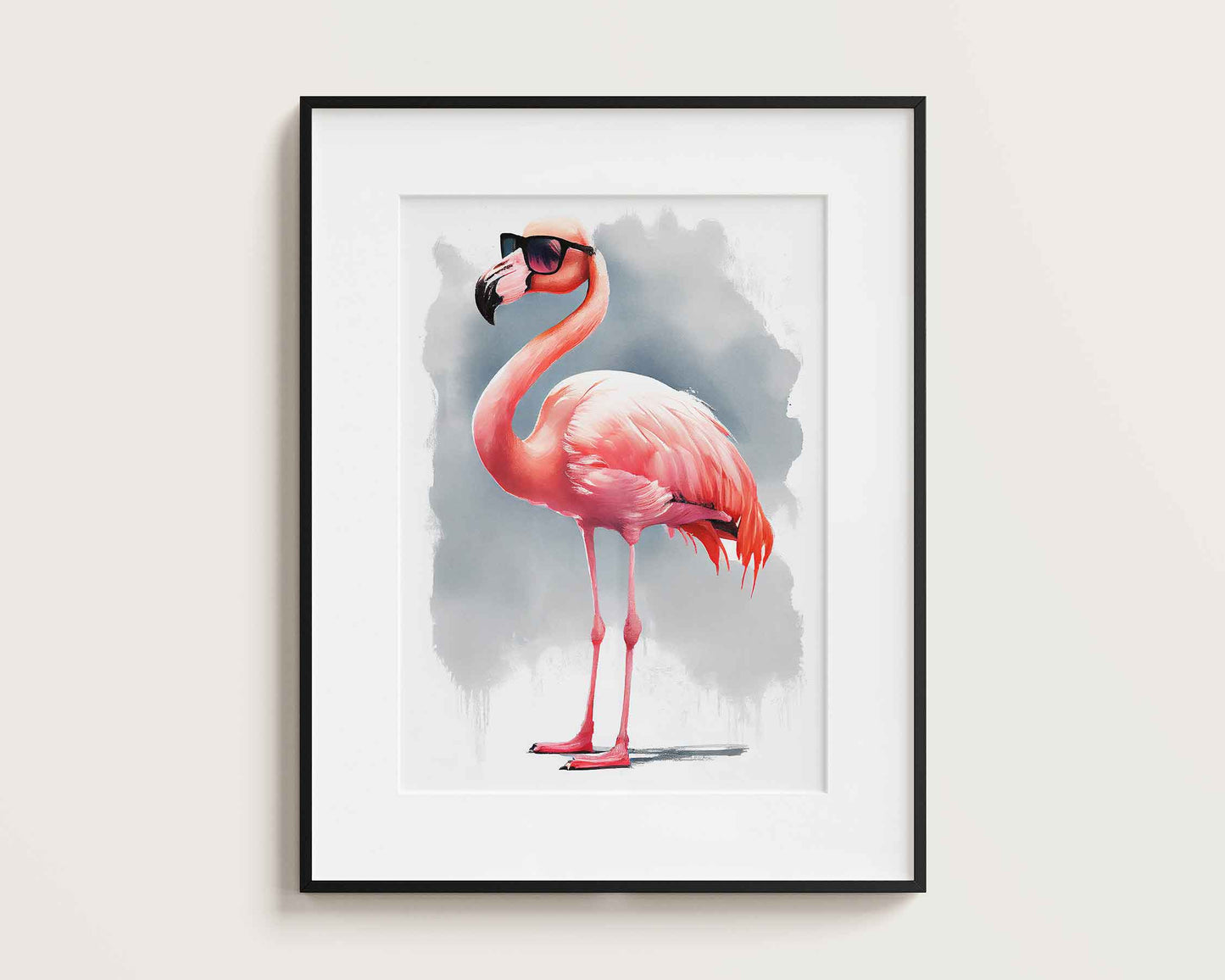 Framed Image of Stylish Pink Flamingo Watercolour Wall Art Poster Print