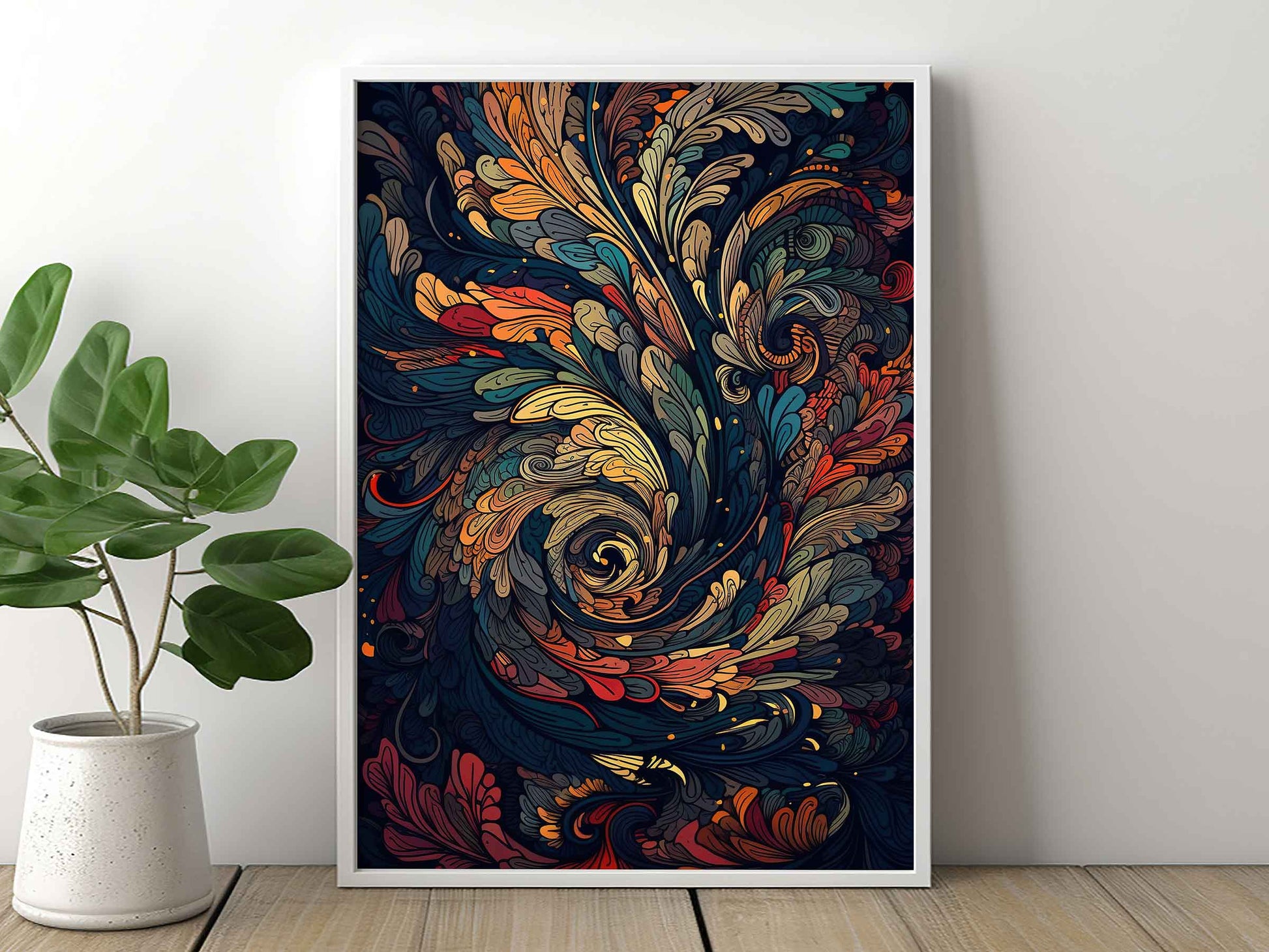 Framed Image of Vintage Psychedelic Art Nouveau Parisian 70s Wall Art Poster Print