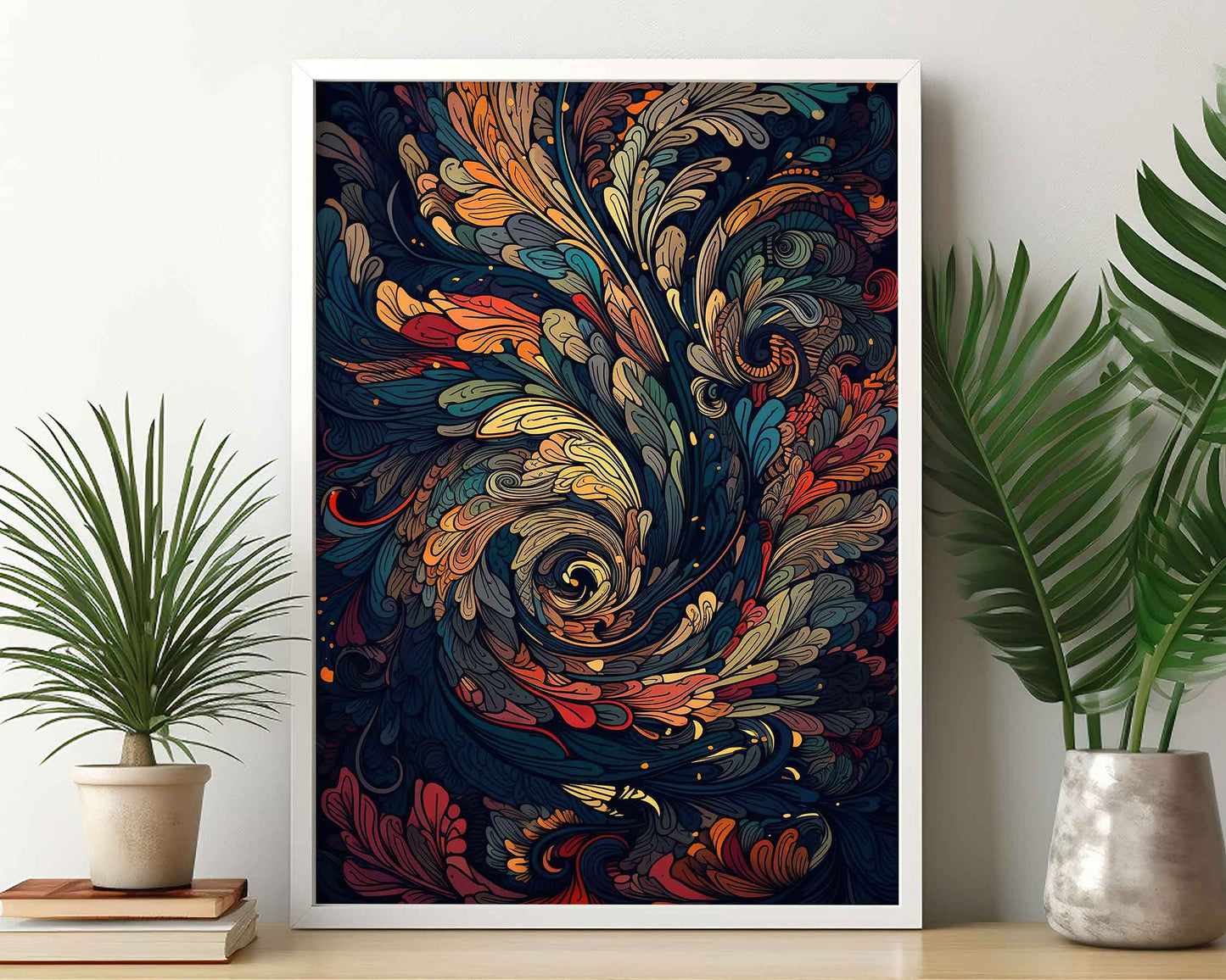 Framed Image of Vintage Psychedelic Art Nouveau Parisian 70s Wall Art Poster Print