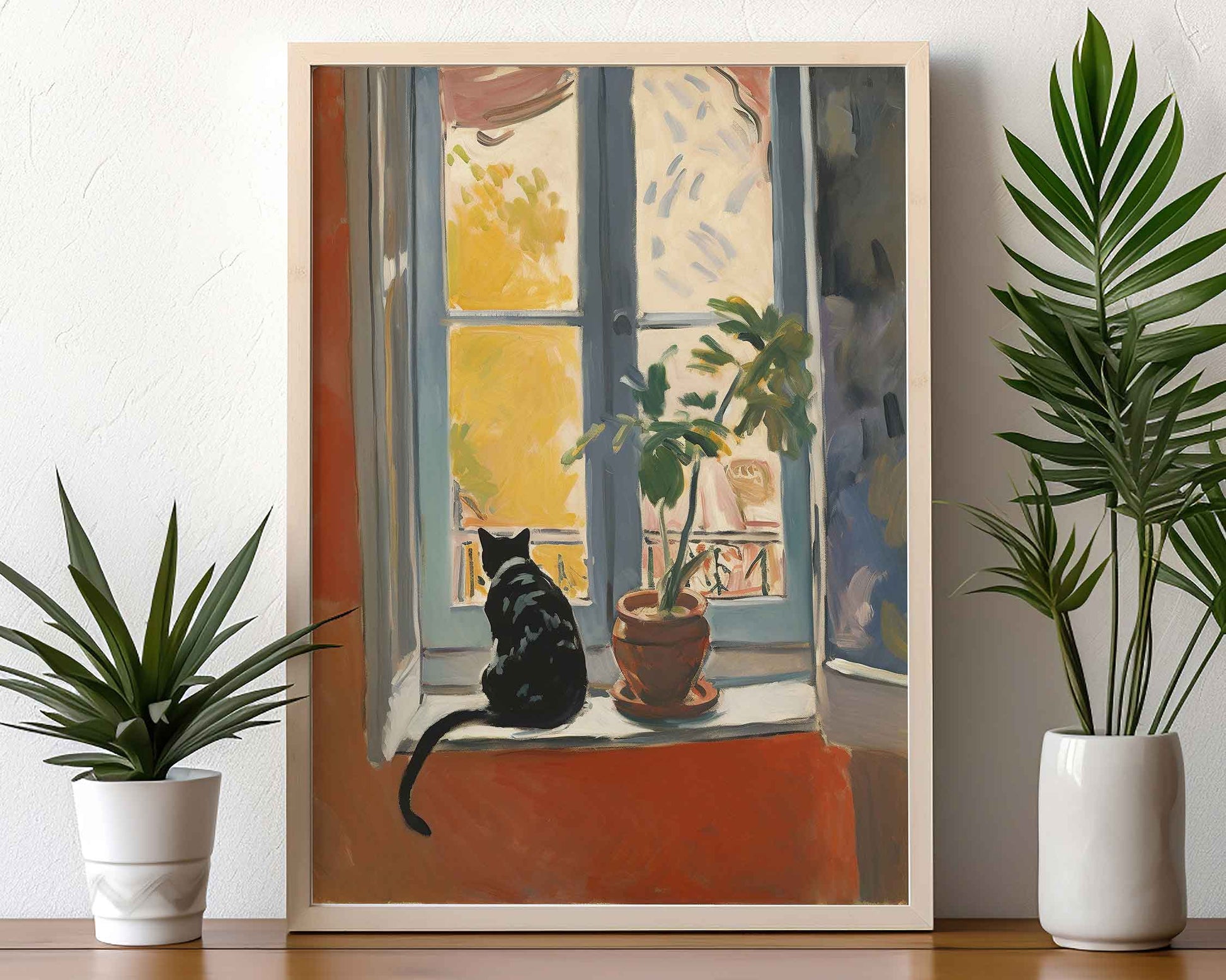 Framed Image of Matisse Style Wall Art Prints Orange & Terracotta Oil Paintings