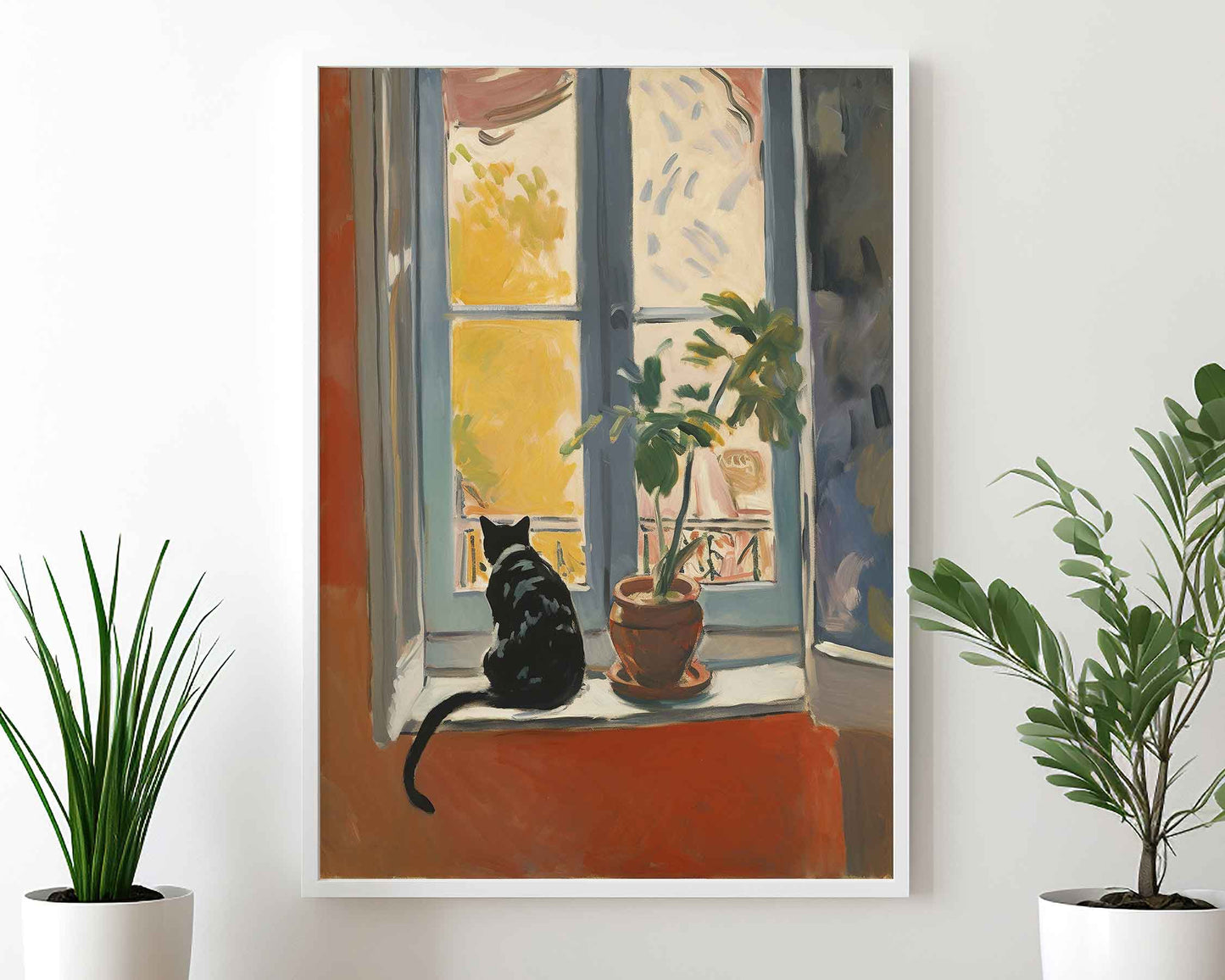 Framed Image of Matisse Style Wall Art Prints Orange & Terracotta Oil Paintings