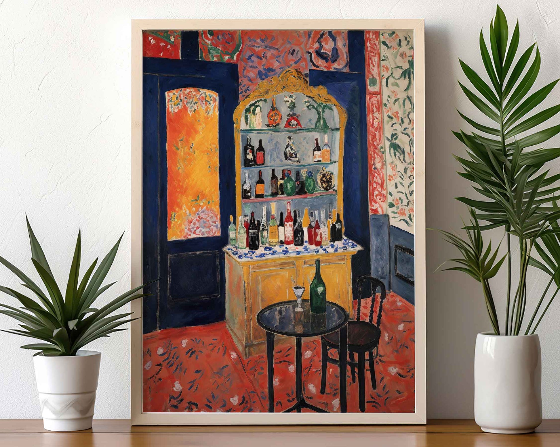 Framed Image of Matisse Style Wall Art Prints Terracotta & Orange Oil Paintings