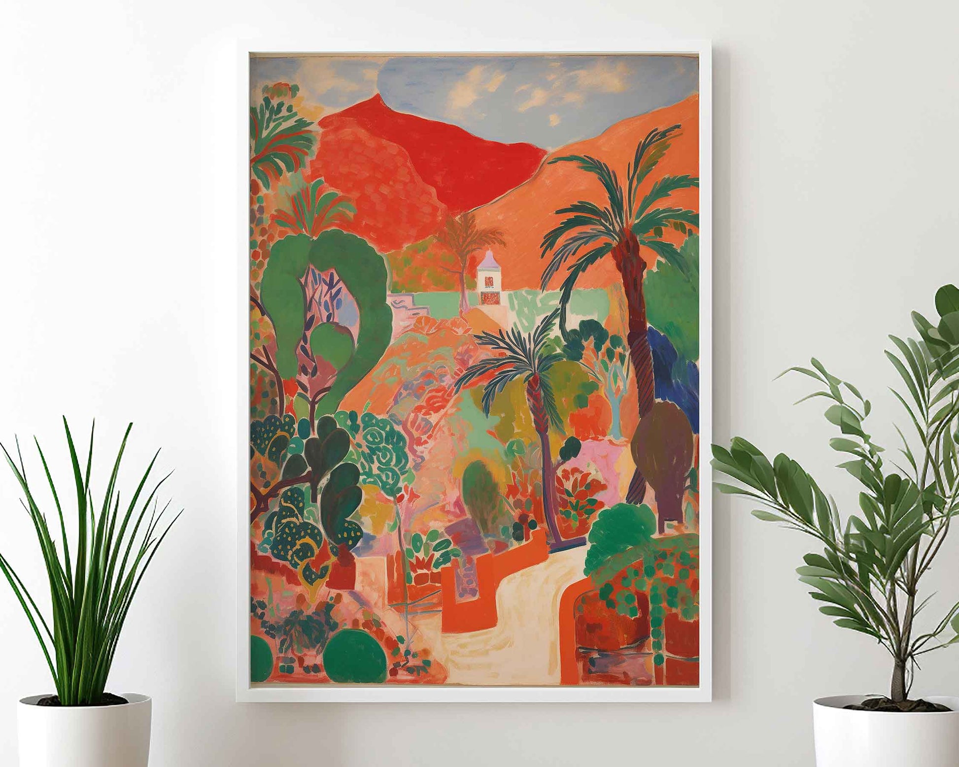 Framed Image of Matisse Style Print Wall Art Terracotta & Orange Oil Paintings