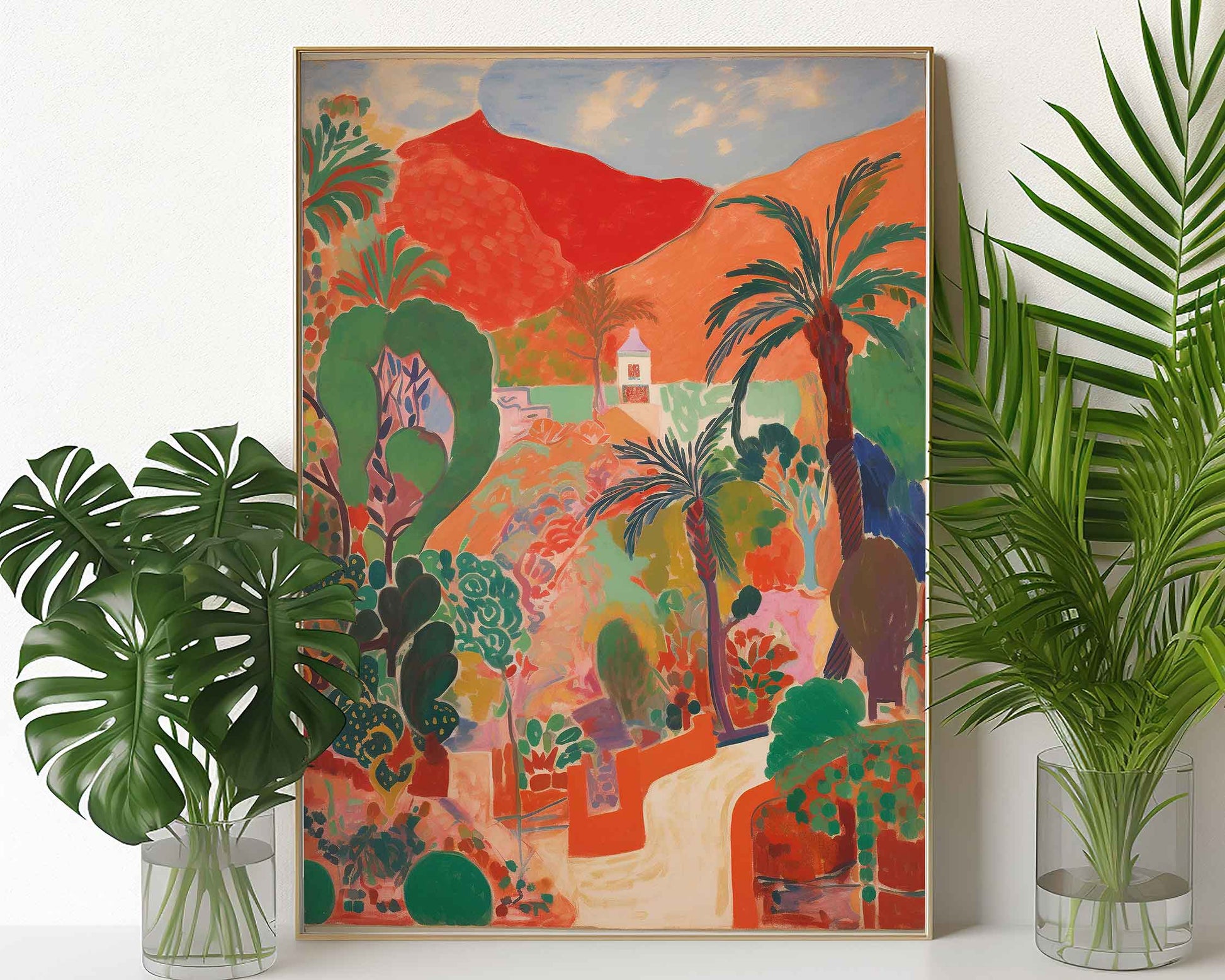 Framed Image of Matisse Style Print Wall Art Terracotta & Orange Oil Paintings