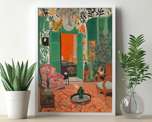 Framed Image of Matisse Style Print Wall Art Orange & Terracotta Oil Paintings