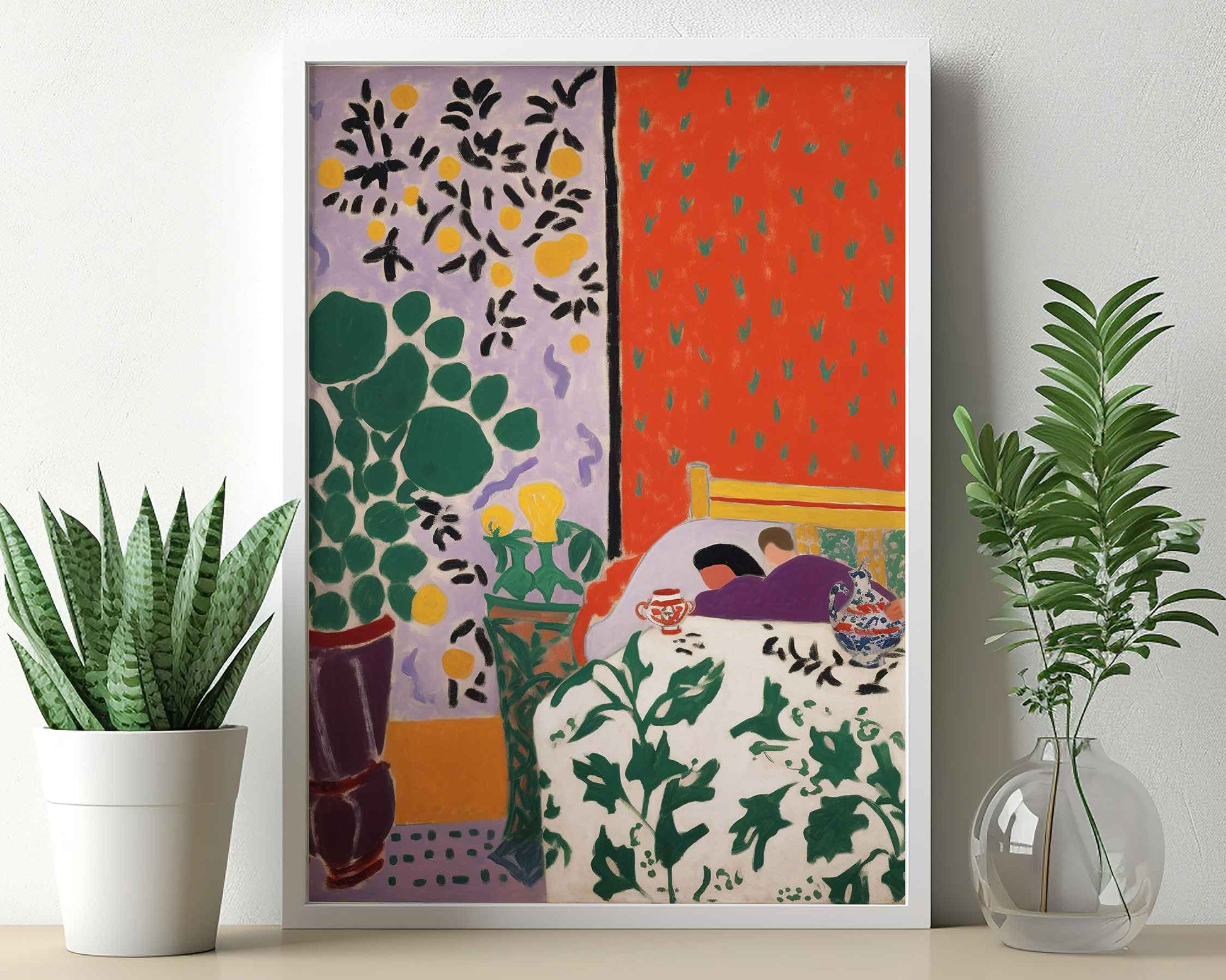 Framed Image of Matisse Style Wall Art Print Terracotta & Orange Oil Paintings