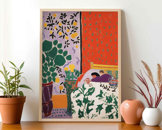 Framed Image of Matisse Style Wall Art Print Terracotta & Orange Oil Paintings