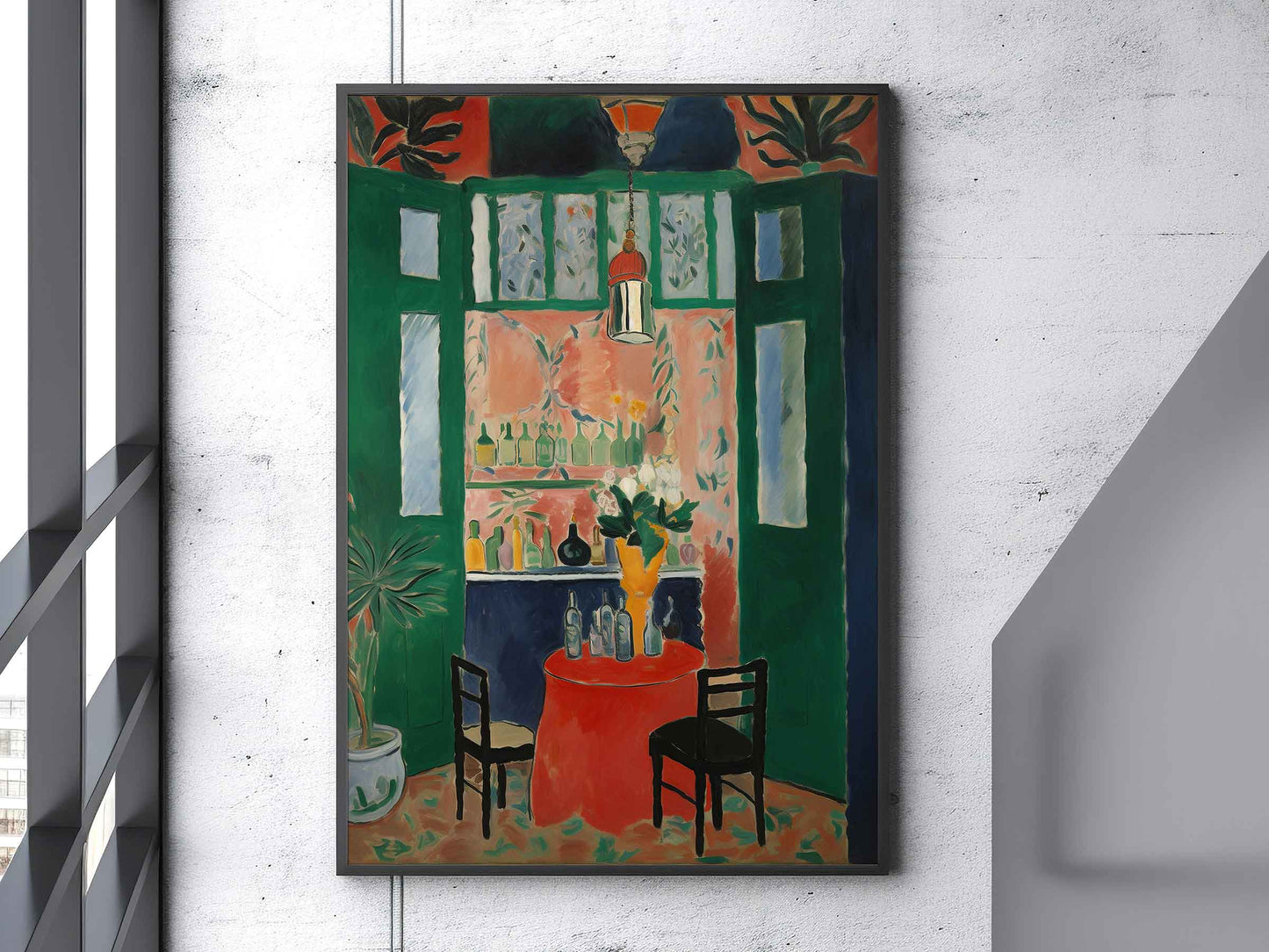 Framed Image of Matisse Style Wall Art Poster Prints Garden & Window Oil Paintings