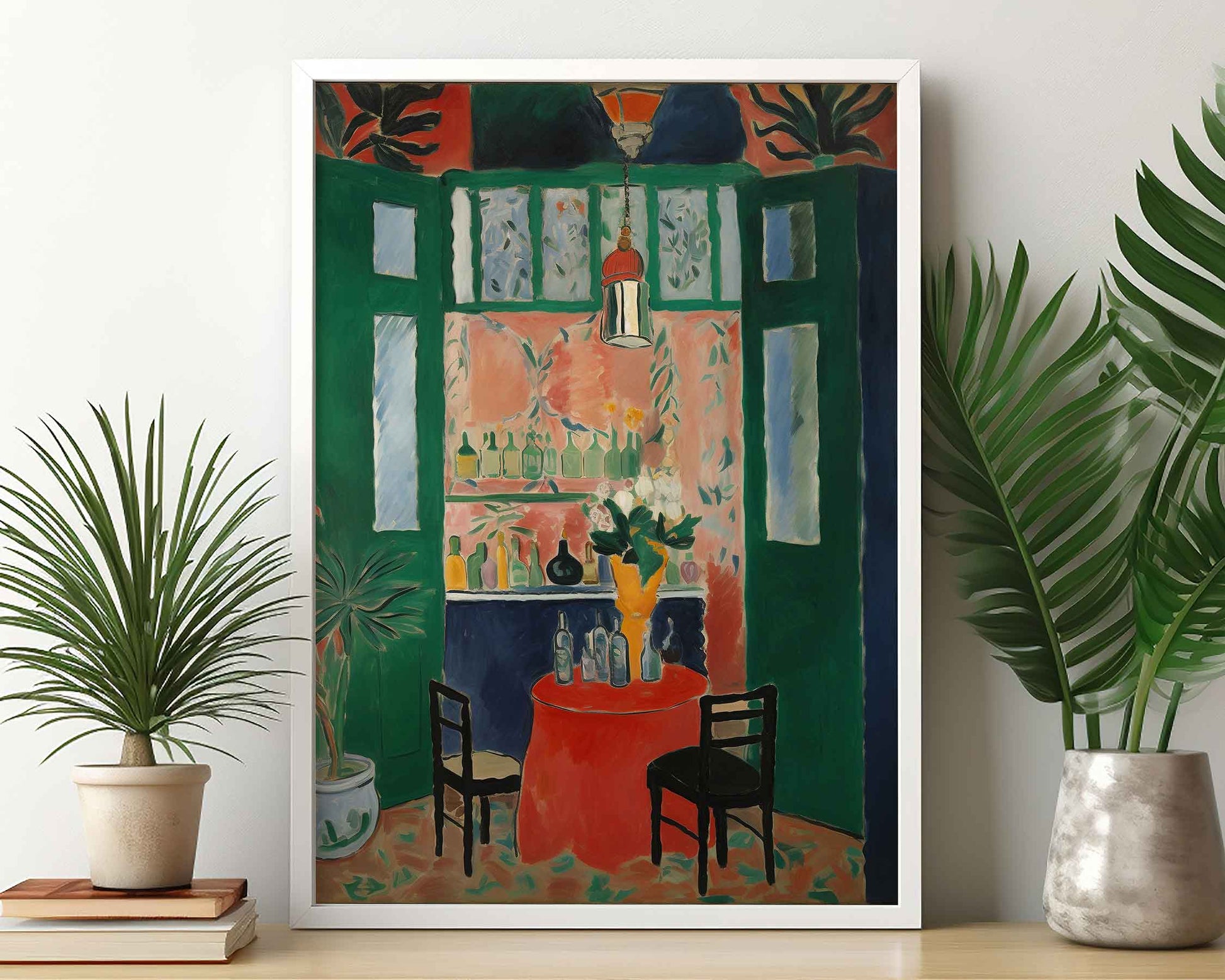 Framed Image of Matisse Style Wall Art Poster Prints Garden & Window Oil Paintings