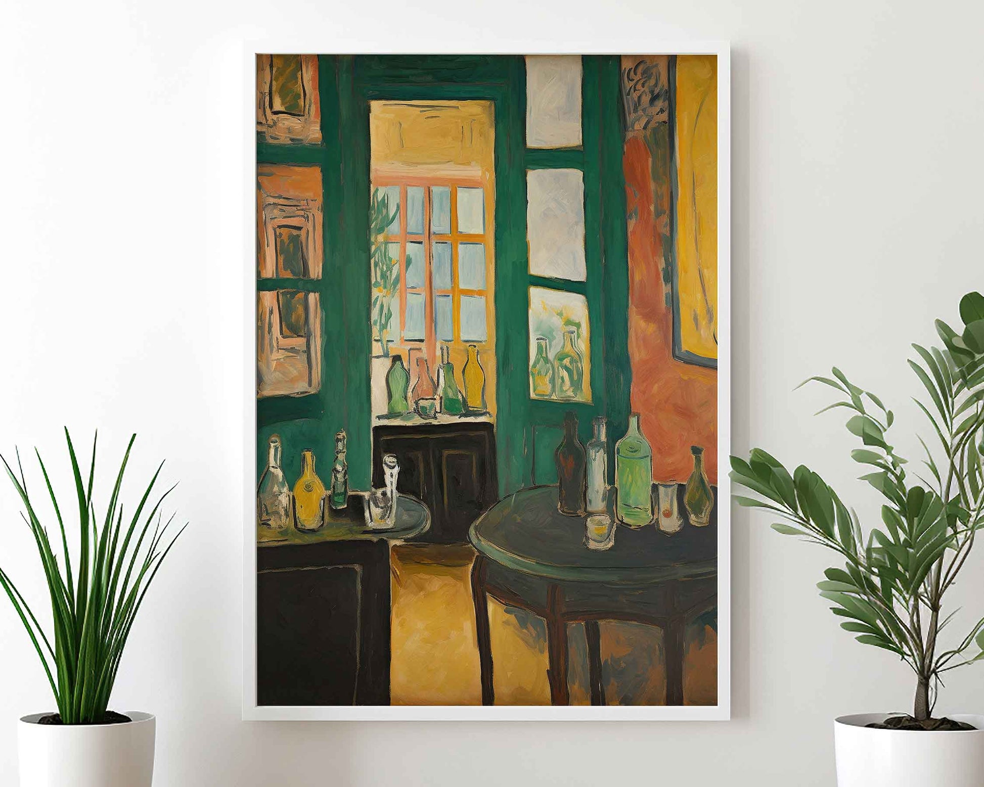 Framed Image of Matisse Style Art Wall Poster Prints Garden & Window Oil Paintings