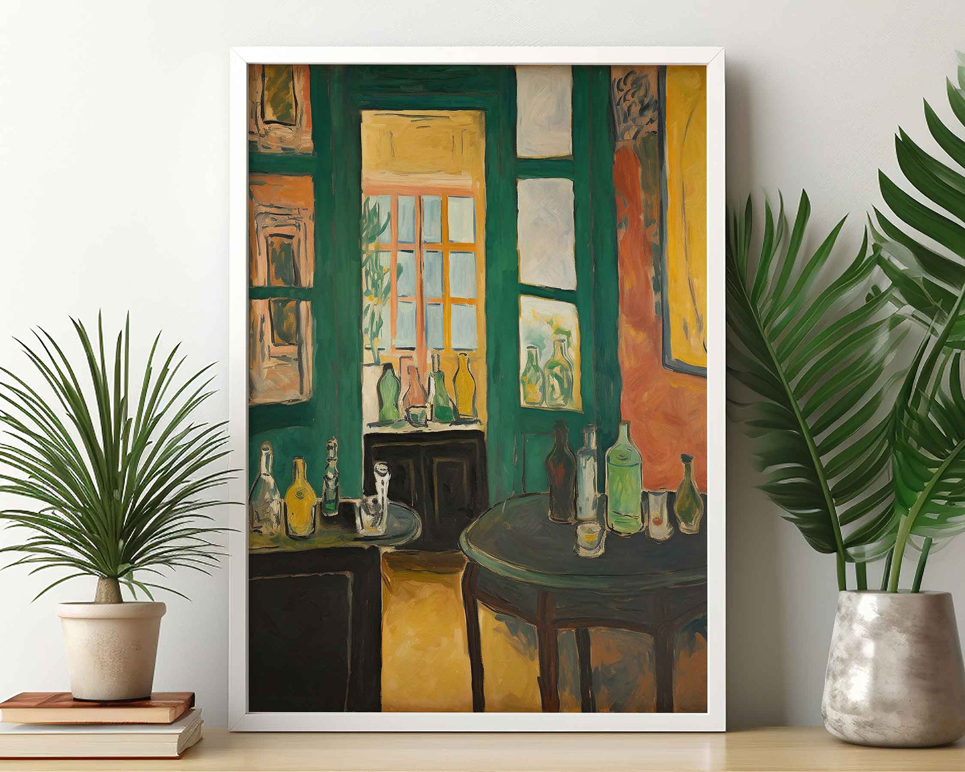 Framed Image of Matisse Style Art Wall Poster Prints Garden & Window Oil Paintings