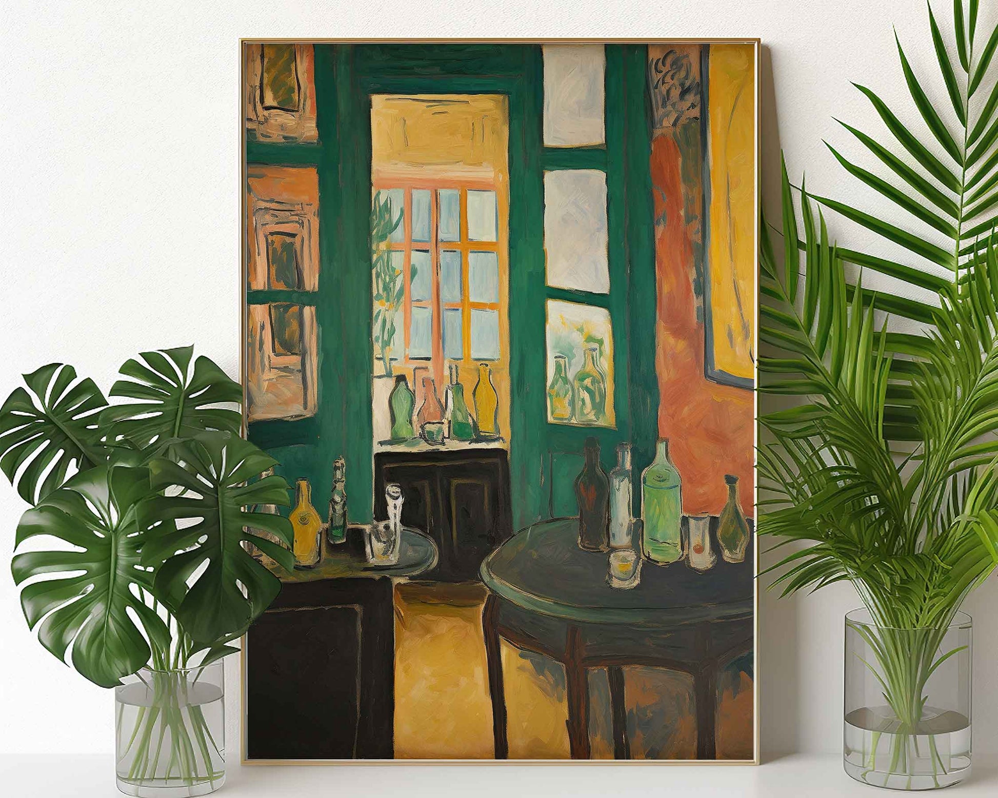 Framed Image of Matisse Style Art Wall Poster Prints Garden & Window Oil Paintings