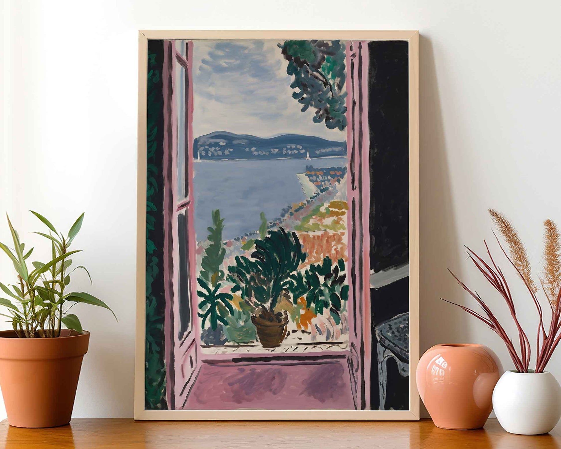 Framed Image of Matisse Style Art Wall Print Posters Garden & Window Oil Paintings