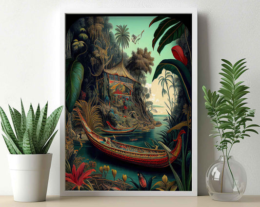 Framed Image of Maximalist Style Botanical Jungle Oil Paintings Wall Art Prints