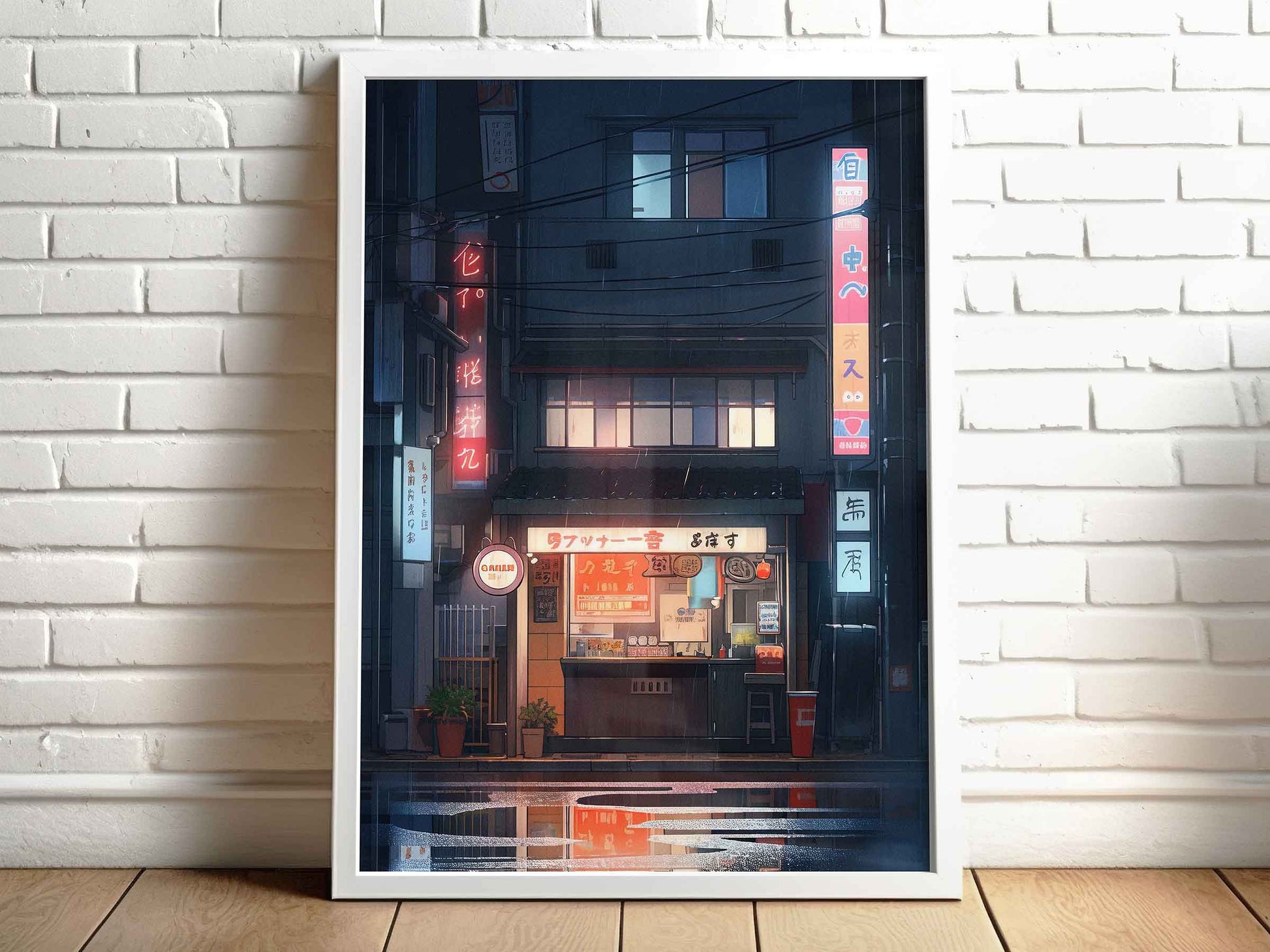 Framed Image of Lofi City Japanese Anime Kawaii Manga Art Wall Prints