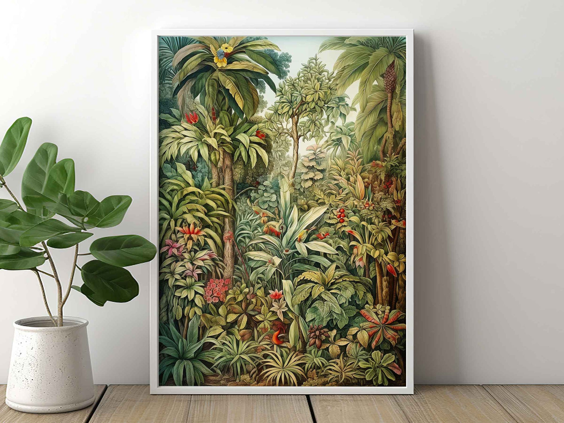 Framed Image of Vintage Botanical Victorian Jungle Wall Art, Maximalist Prints