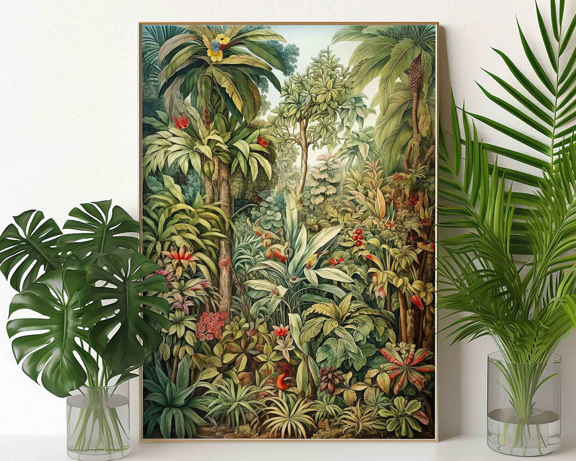 Framed Image of Vintage Botanical Victorian Jungle Wall Art, Maximalist Prints