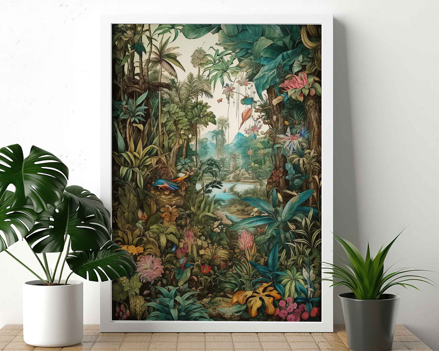Framed Image of Vintage Jungle Botanical Victorian Wall Art, Maximalist Prints