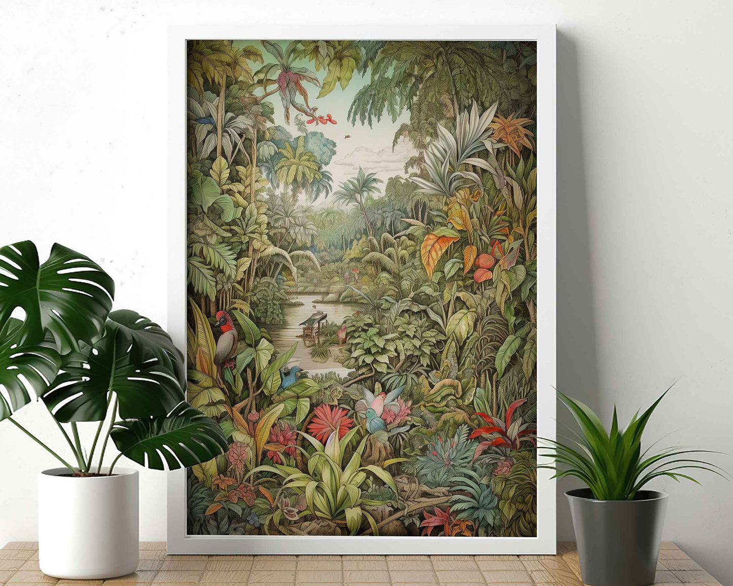 Framed Image of Victorian Vintage Jungle Botanical Wall Art, Maximalist Prints