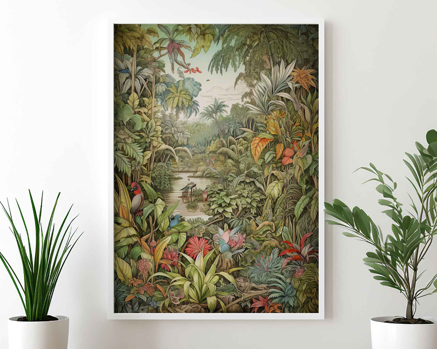 Framed Image of Victorian Vintage Jungle Botanical Wall Art, Maximalist Prints