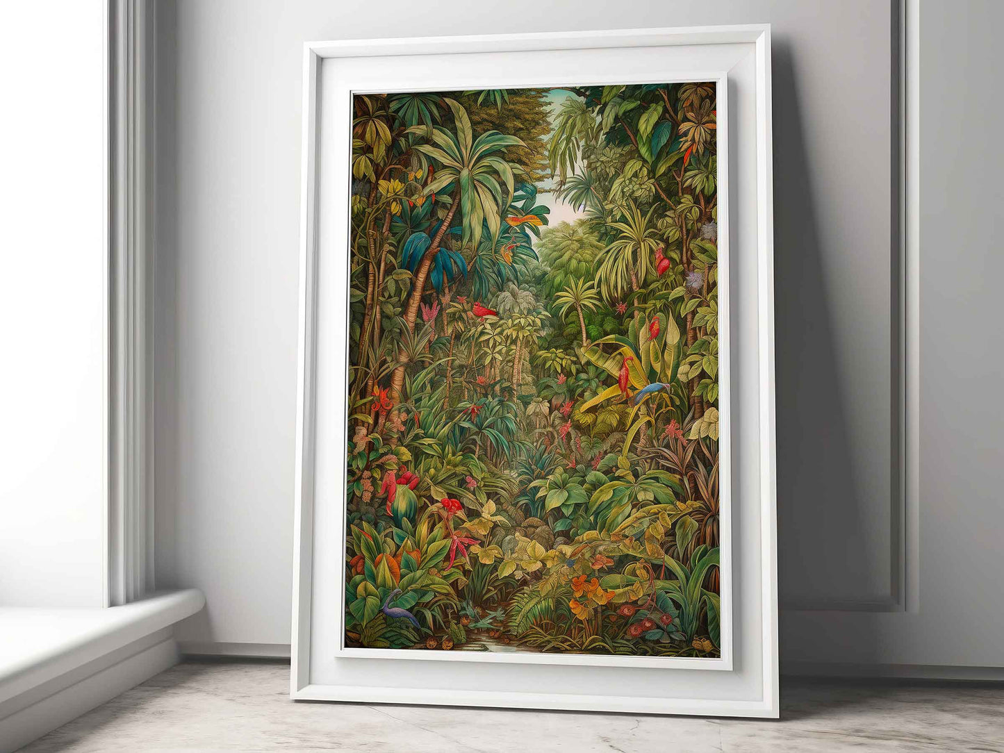 Framed Image of Victorian Vintage Botanical Jungle Wall Art, Maximalist Prints