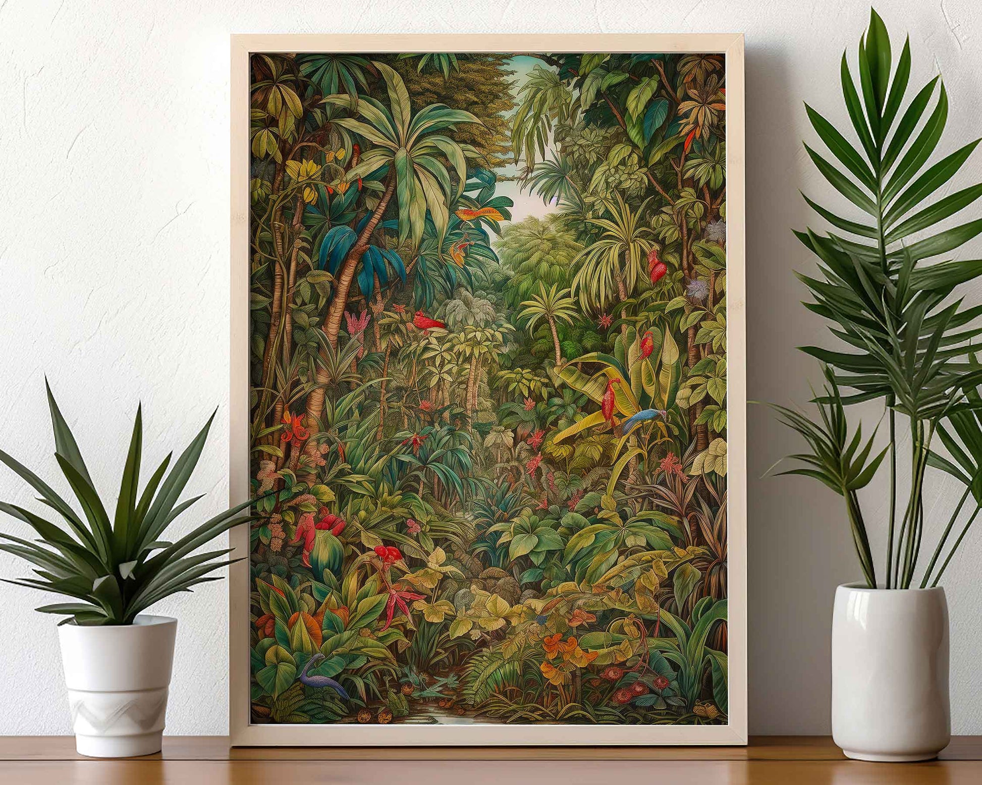 Framed Image of Victorian Vintage Botanical Jungle Wall Art, Maximalist Prints