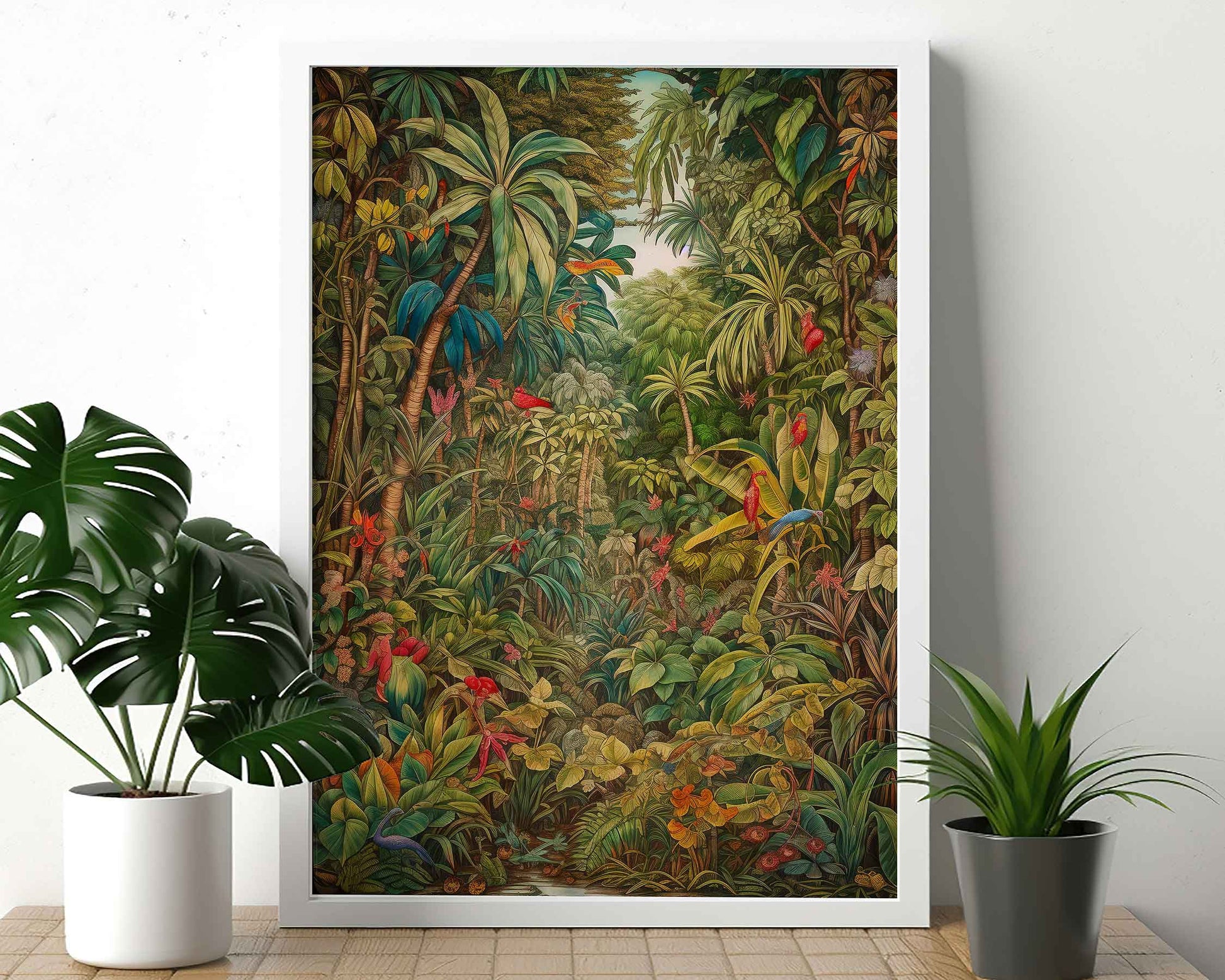 Framed Image of Victorian Vintage Botanical Jungle Wall Art, Maximalist Prints