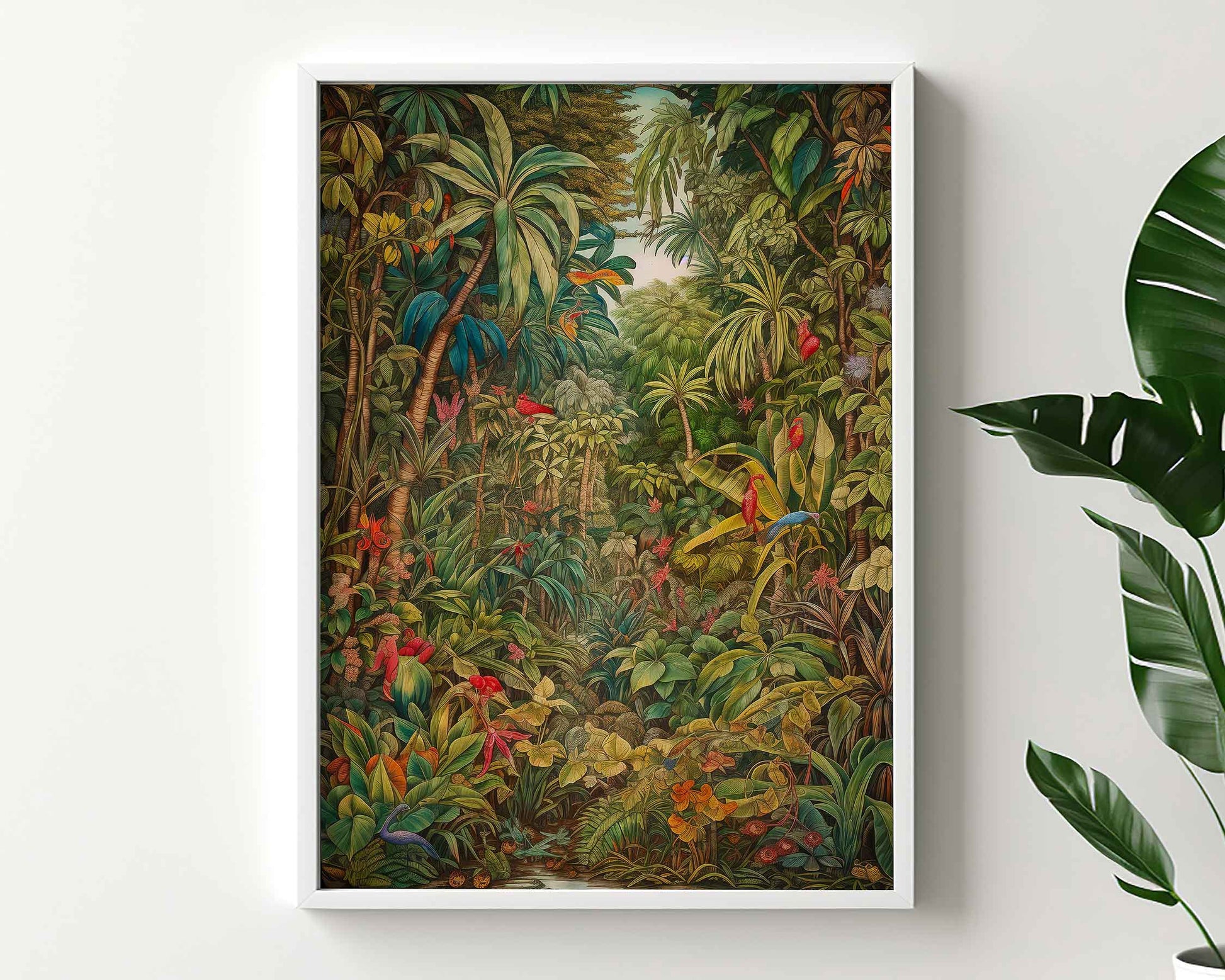 Framed Image of Victorian Vintage Botanical Jungle Wall Art, Maximalist Prints