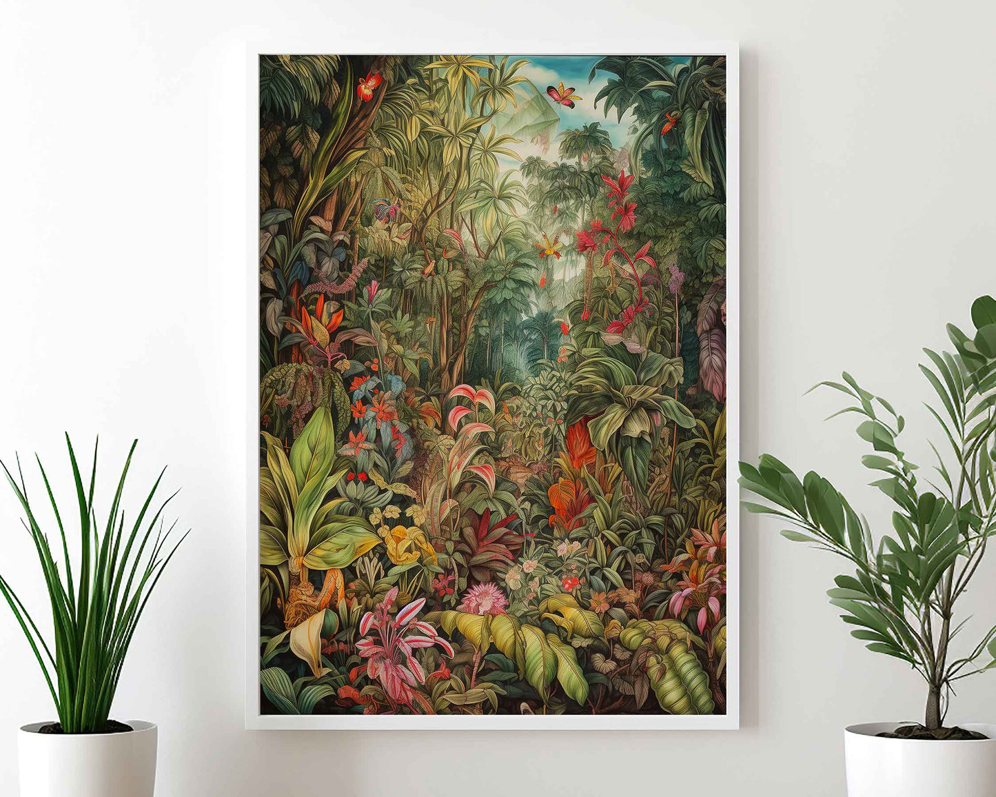 Framed Image of Victorian Botanical Vintage Jungle Wall Art, Maximalist Prints