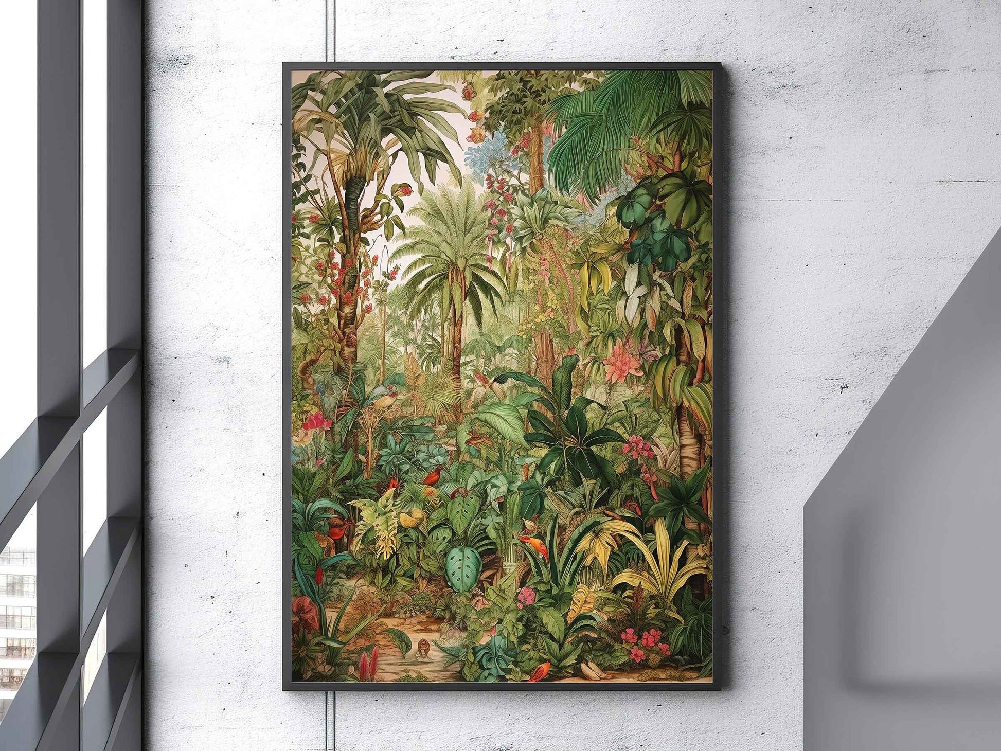 Framed Image of Victorian Botanical Jungle Vintage Wall Art, Maximalist Prints