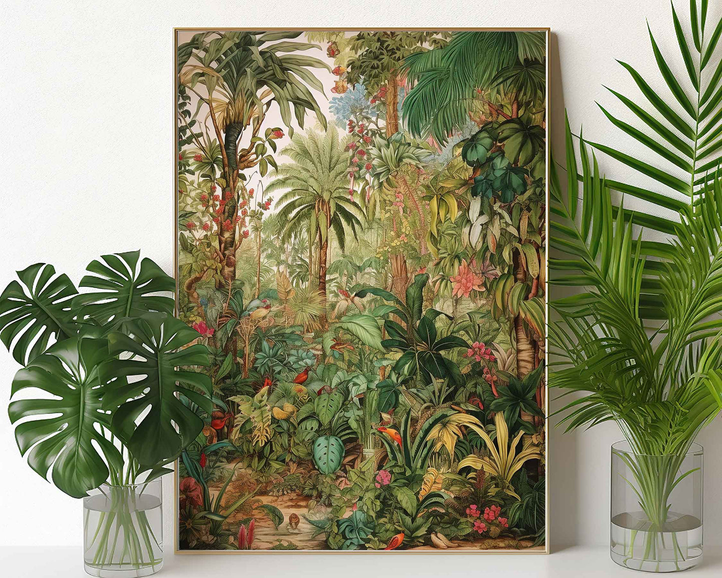 Framed Image of Victorian Botanical Jungle Vintage Wall Art, Maximalist Prints