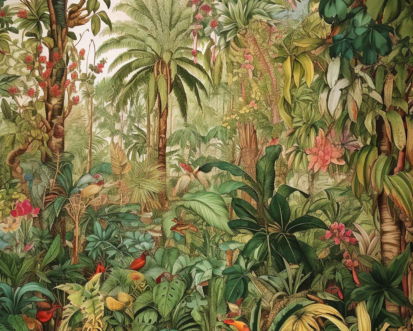 Framed Image of Victorian Botanical Jungle Vintage Wall Art, Maximalist Prints