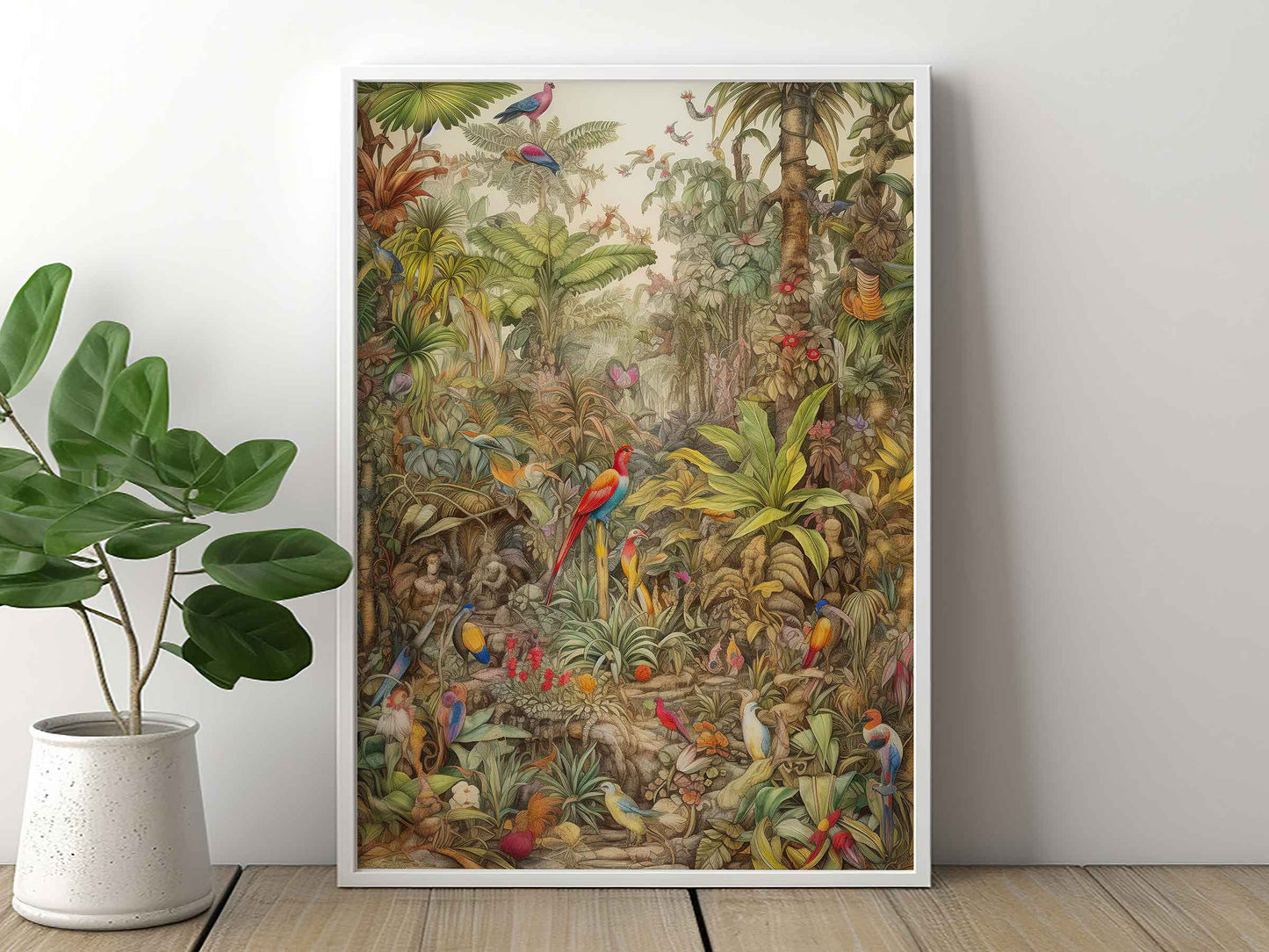 Framed Image of Victorian Jungle Botanical Vintage Wall Art, Maximalist Prints