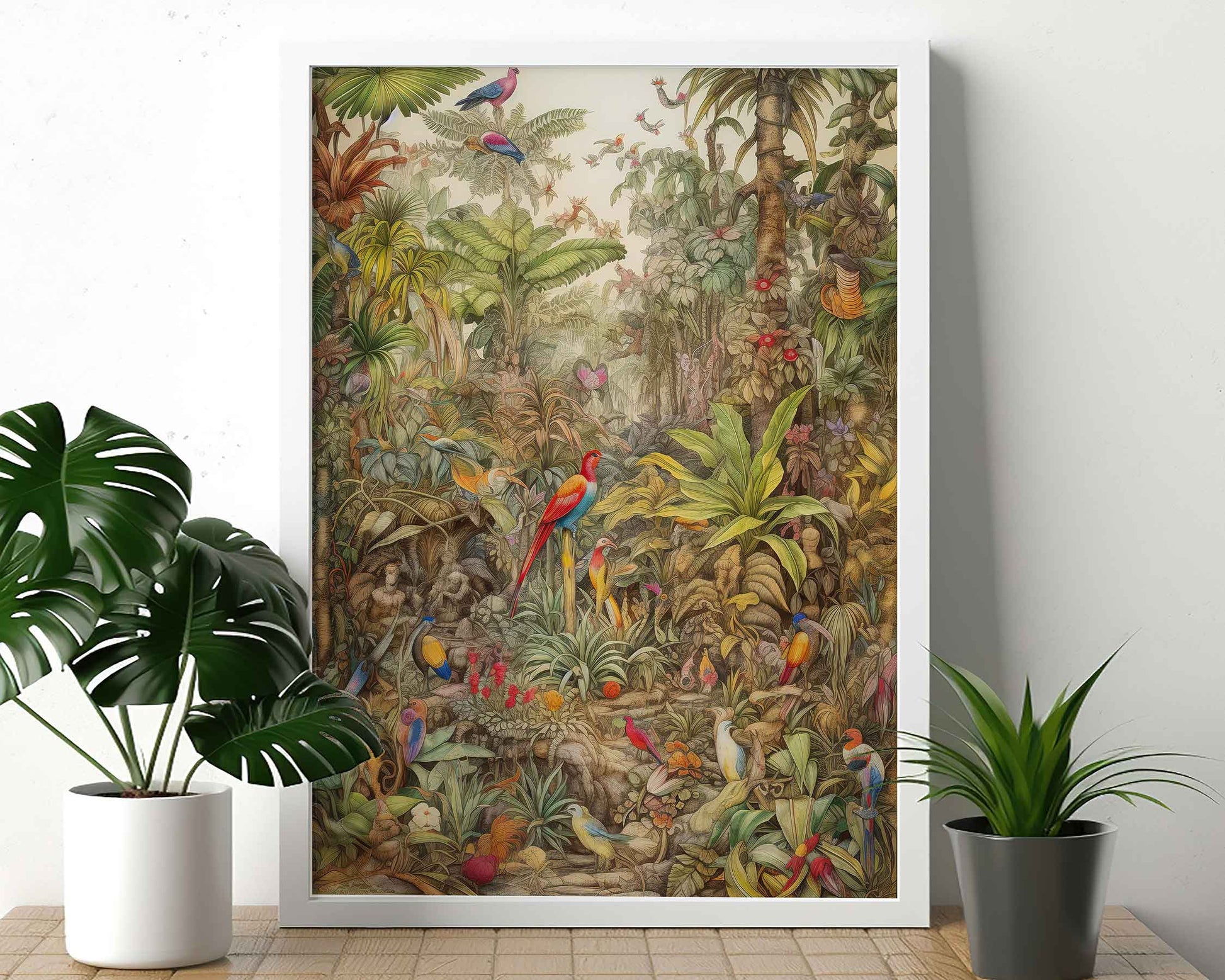 Framed Image of Victorian Jungle Botanical Vintage Wall Art, Maximalist Prints