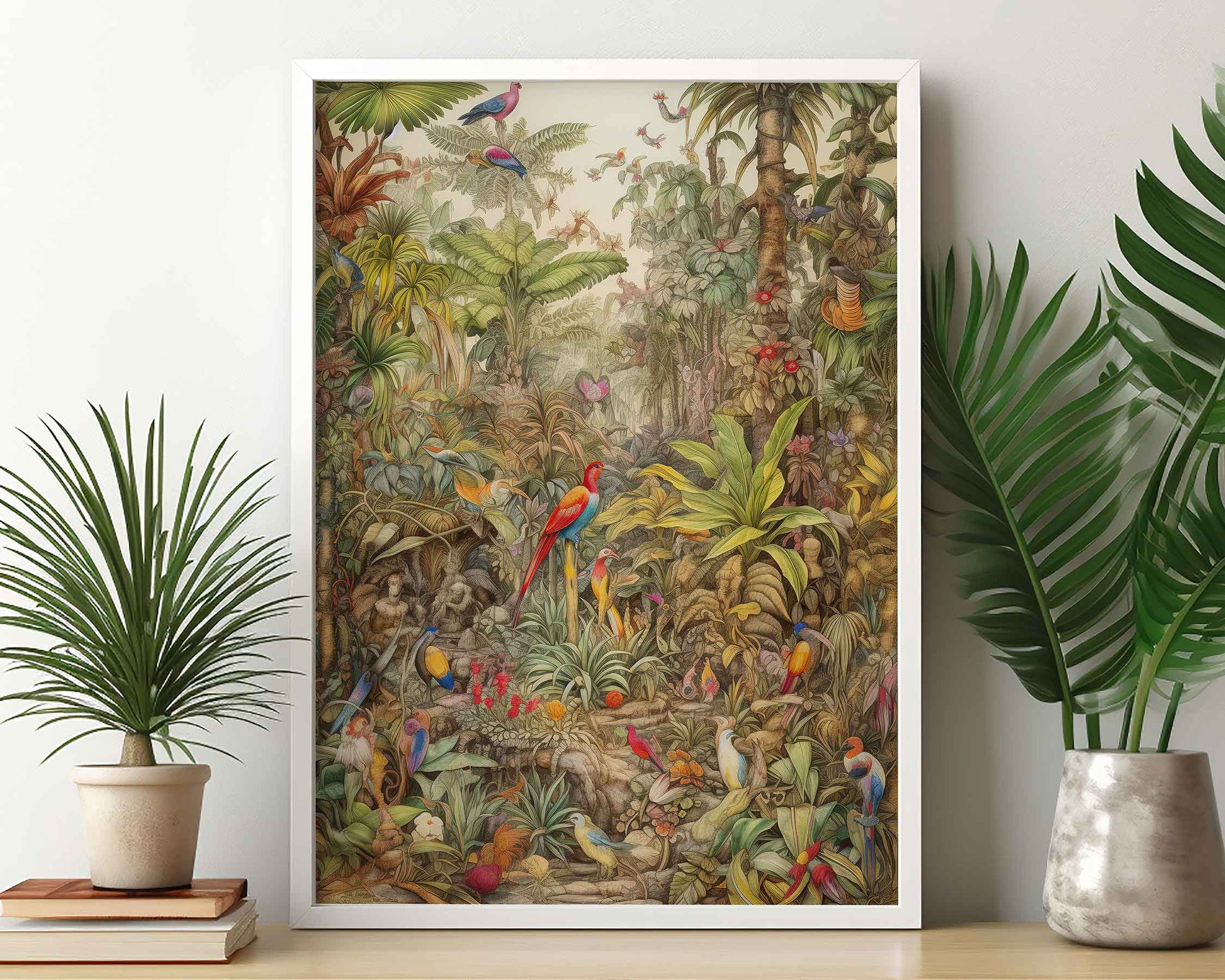 Framed Image of Victorian Jungle Botanical Vintage Wall Art, Maximalist Prints