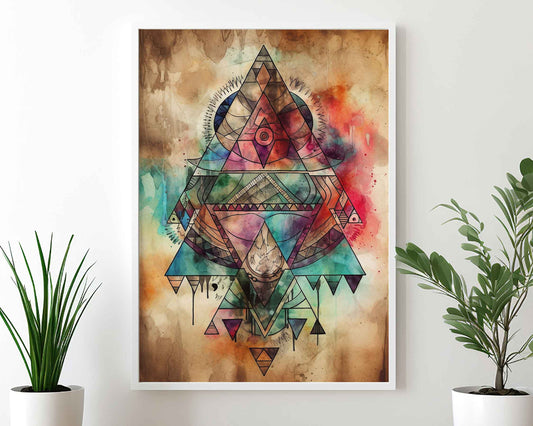 Framed Image of Boho Geometric Tribal Abstract Aztec Style Wall Art Poster Prints