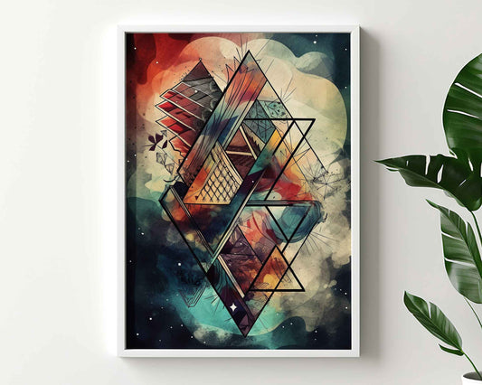 Framed Image of Boho Geometric Aztec Tribal Abstract Style Wall Art Poster Prints