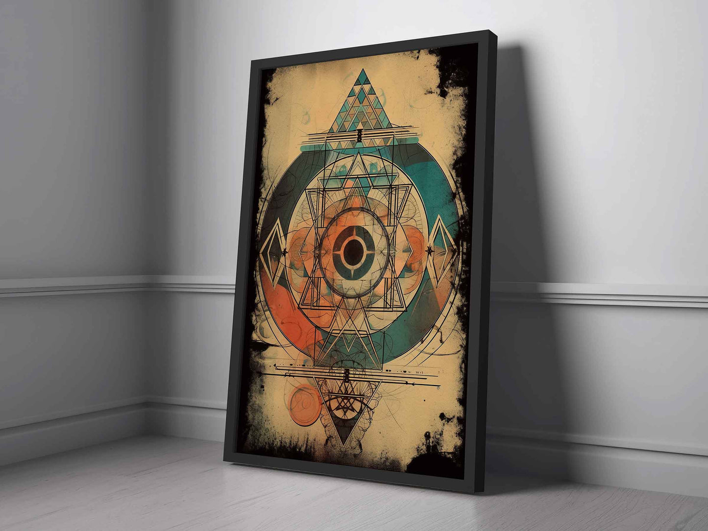 Framed Image of Boho Aztec Geometric Abstract Tribal Style Wall Art Poster Prints