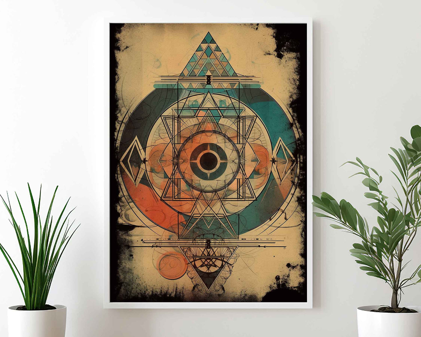 Framed Image of Boho Aztec Geometric Abstract Tribal Style Wall Art Poster Prints