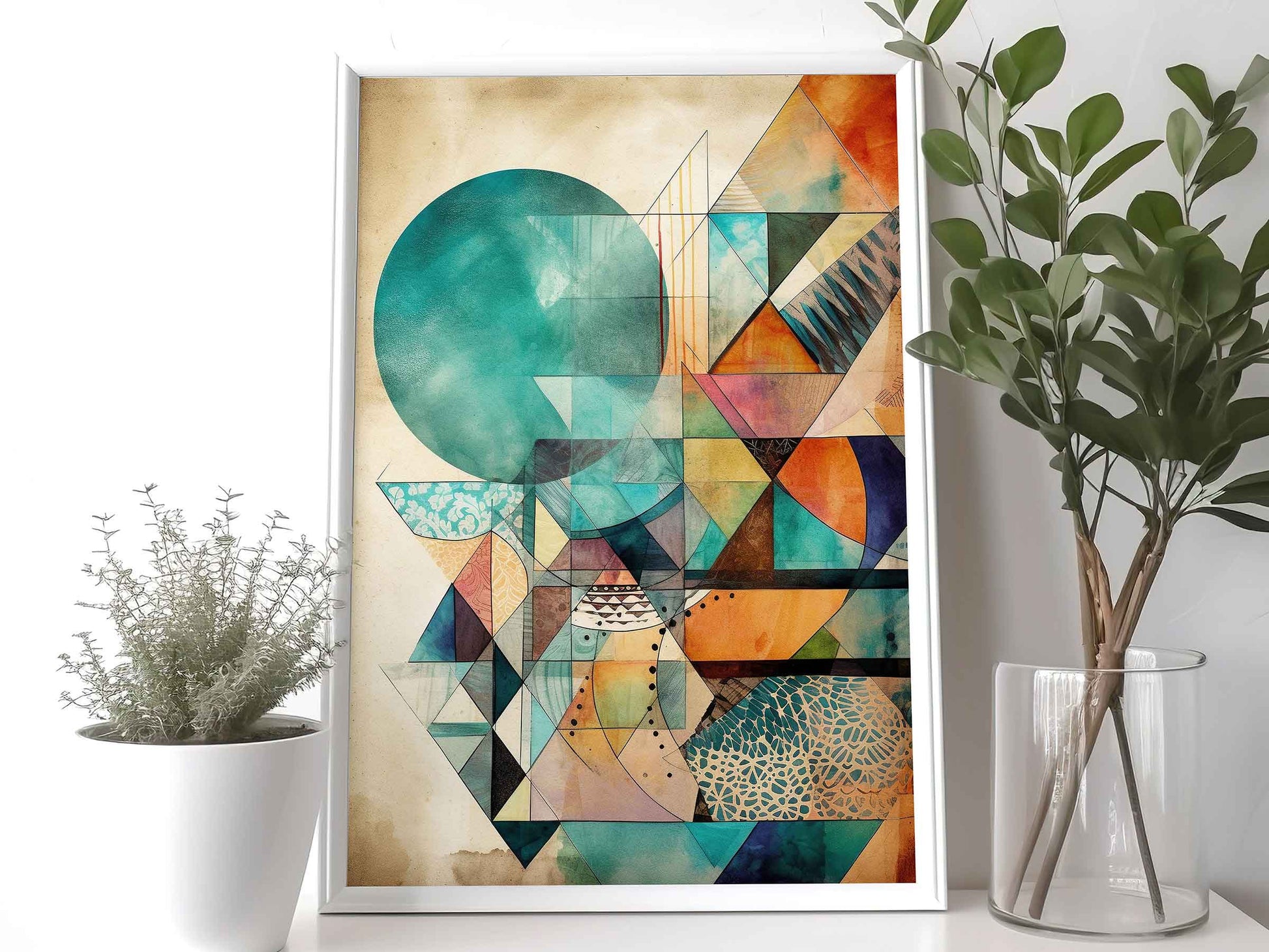 Framed Image of Boho Aztec Abstract Geometric Tribal Style Wall Art Poster Prints