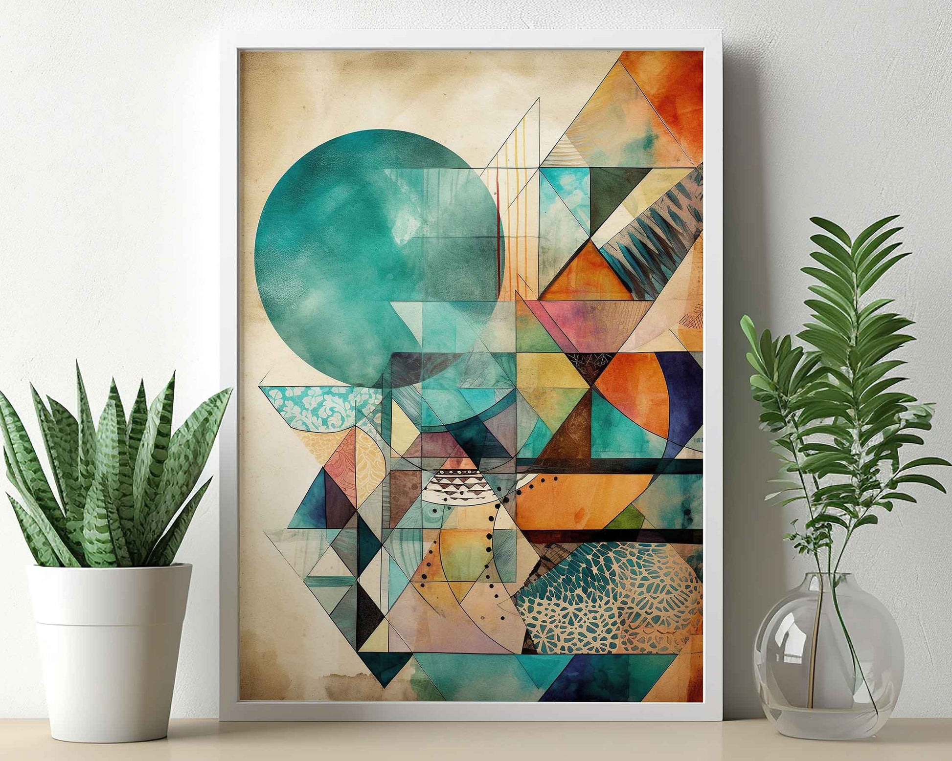 Framed Image of Boho Aztec Abstract Geometric Tribal Style Wall Art Poster Prints