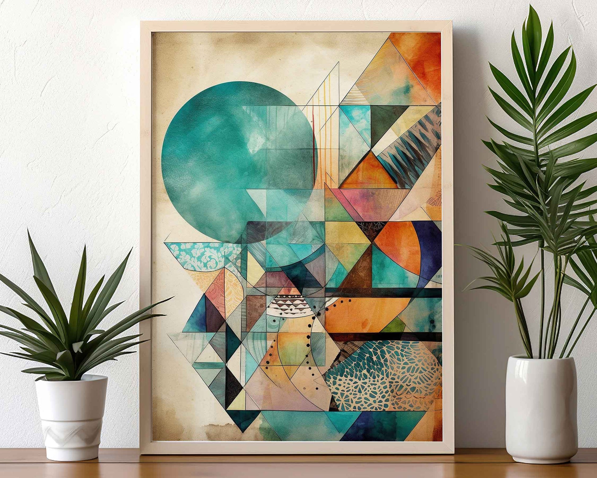 Framed Image of Boho Aztec Abstract Geometric Tribal Style Wall Art Poster Prints